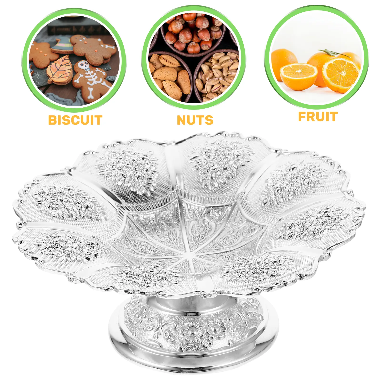 Stainless Steel Dessert Tray Food Serving Plate Fruit Storage Organizer Multi Purpose Metal Crafts Display Tray Kitchen Home