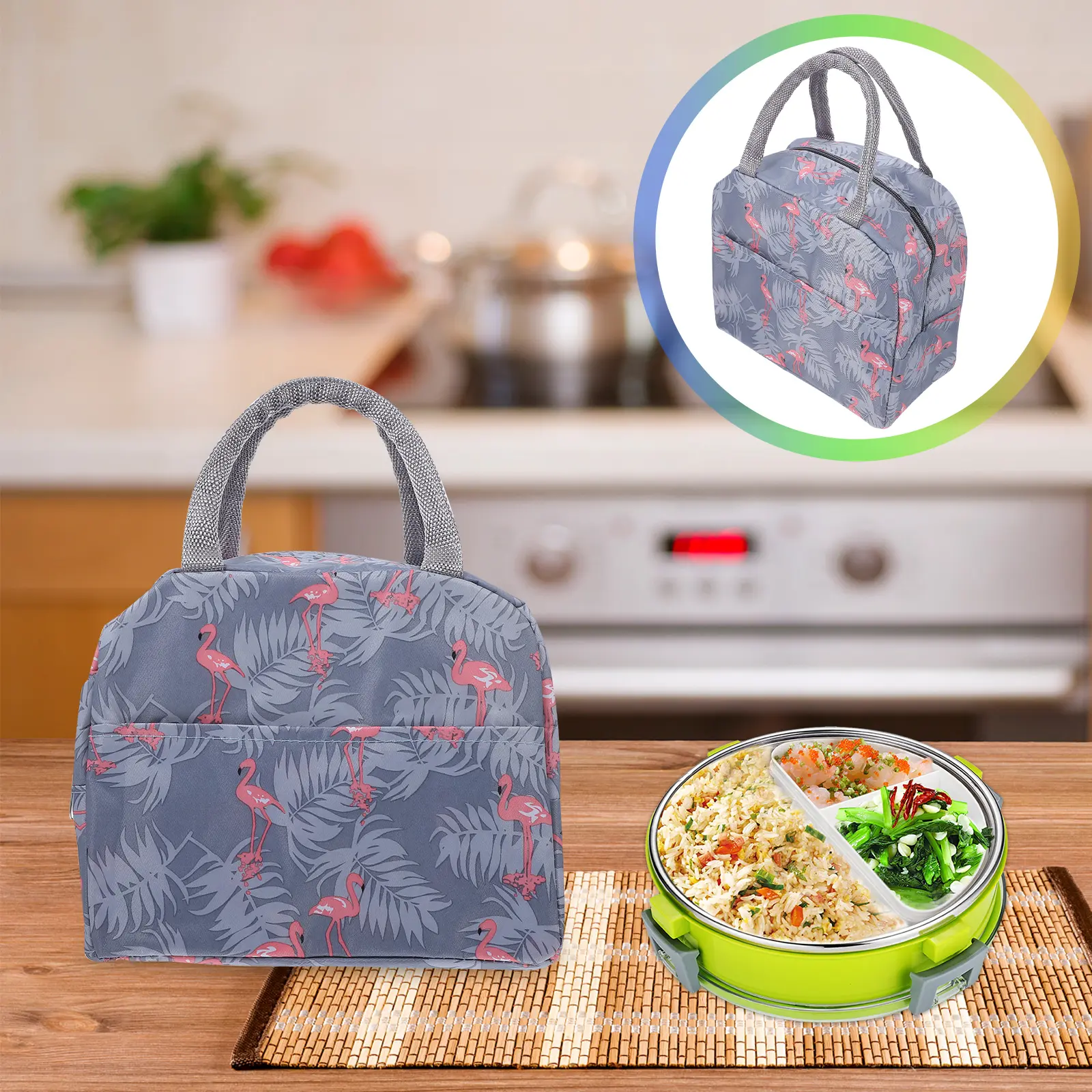 Tote Bags Insulated Lunch Storage Bento for Men Work Outdoor Picnic Lunchbag Light Grey Women Meal Office