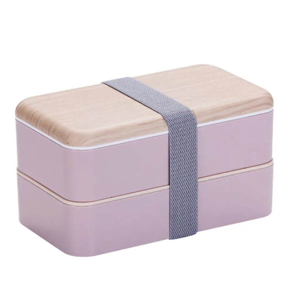 Portable Double Layer Lunch Box Bento Food Container Premium Plastic Student Office Picnic Storage Carry Bag Reusable for School