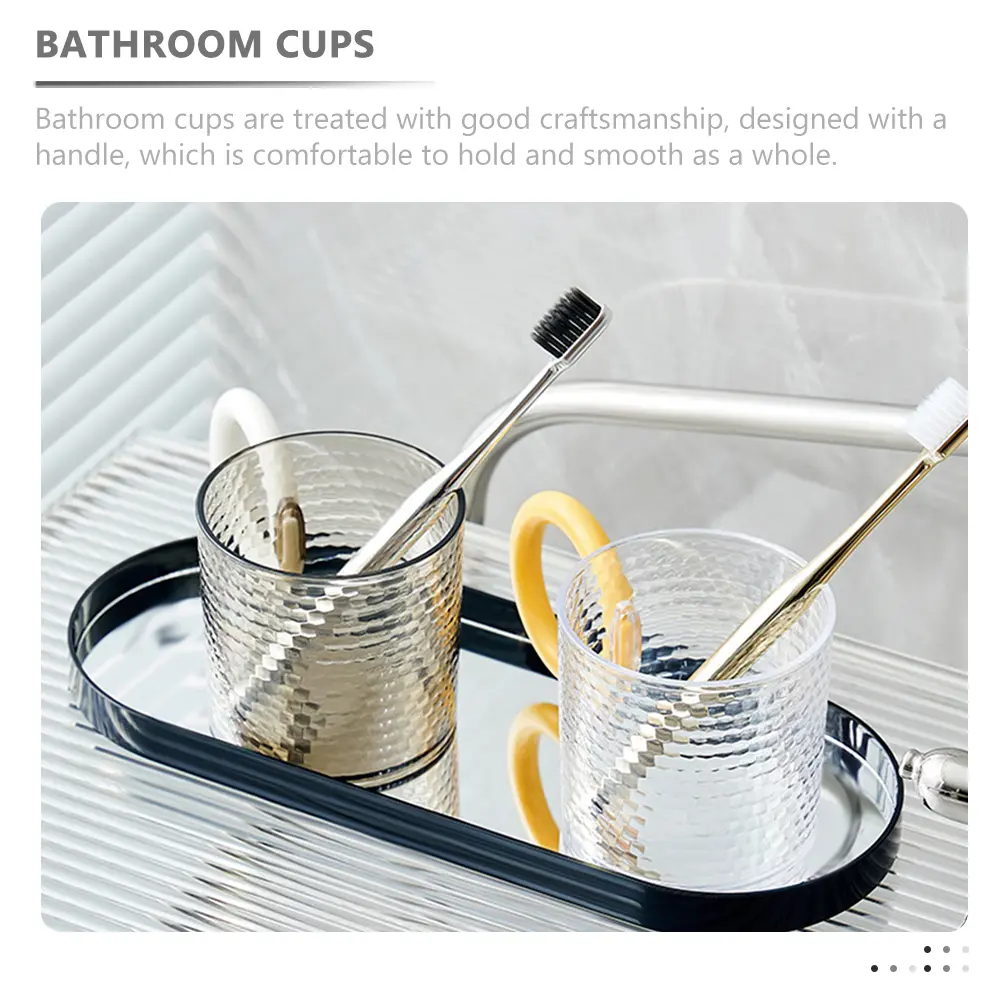 2Pcs Japanese Hammered Pattern Couple Toothbrush Cups Transparent Gray AS Material Bathroom Accessories Reusable Mouthwash Cups