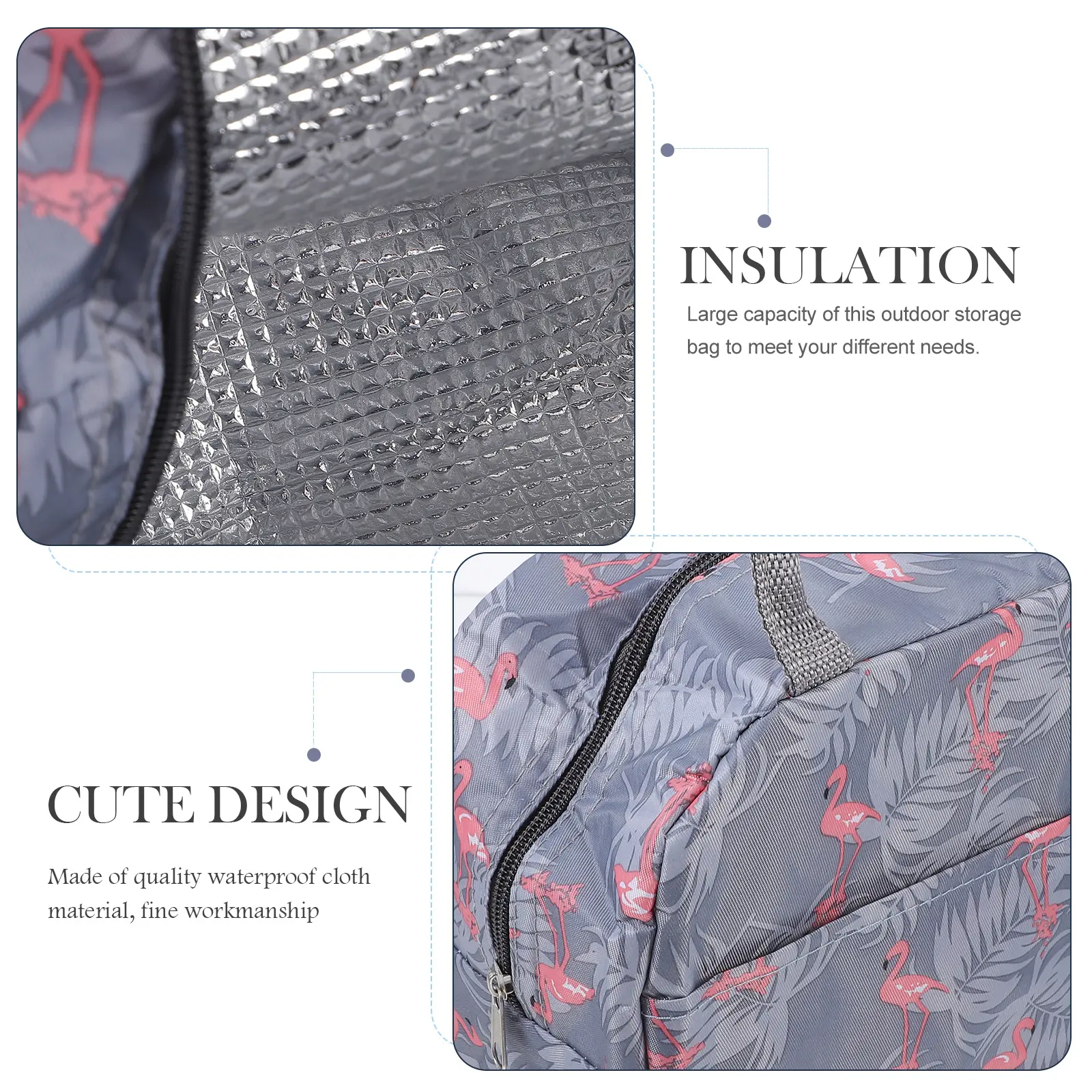 Tote Bags Insulated Lunch Storage Bento for Men Work Outdoor Picnic Lunchbag Light Grey Women Meal Office