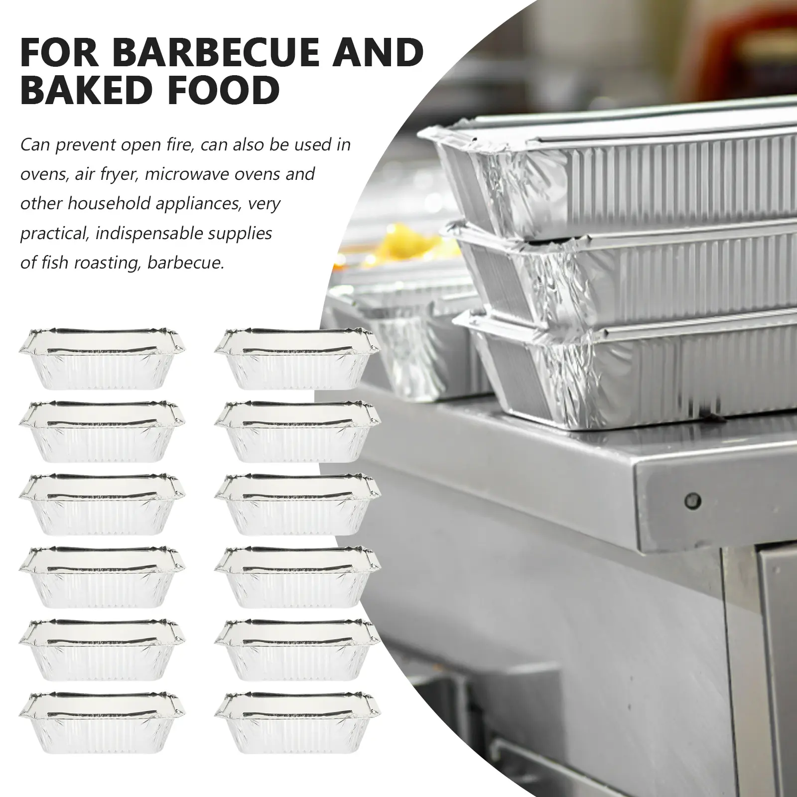125pcs Tin Foil Boxes BBQ Containers High Temp Resistant Oven Air Fryer Compatible Household Food Storage Picnic Camping
