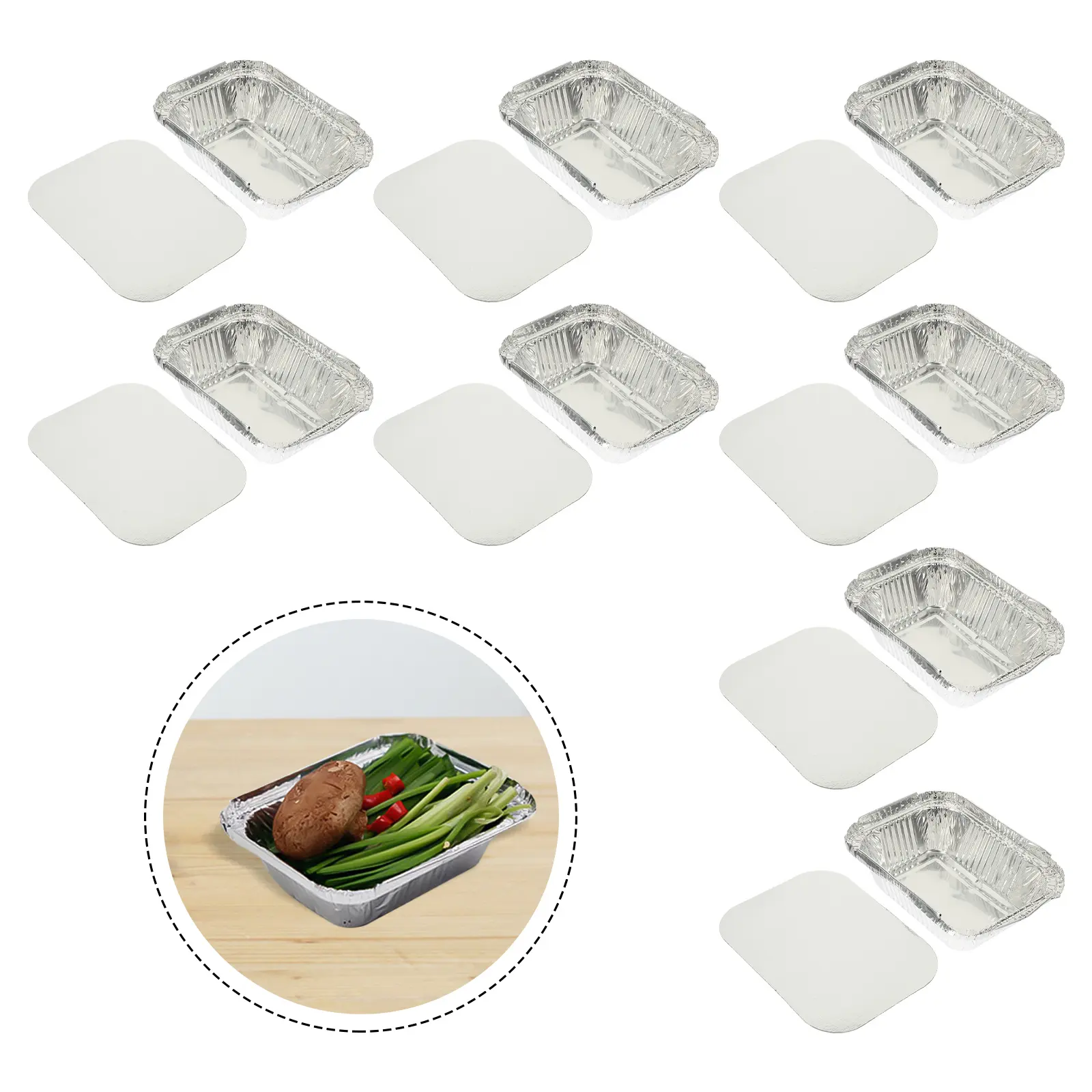 125pcs Tin Foil Boxes BBQ Containers High Temp Resistant Oven Air Fryer Compatible Household Food Storage Picnic Camping