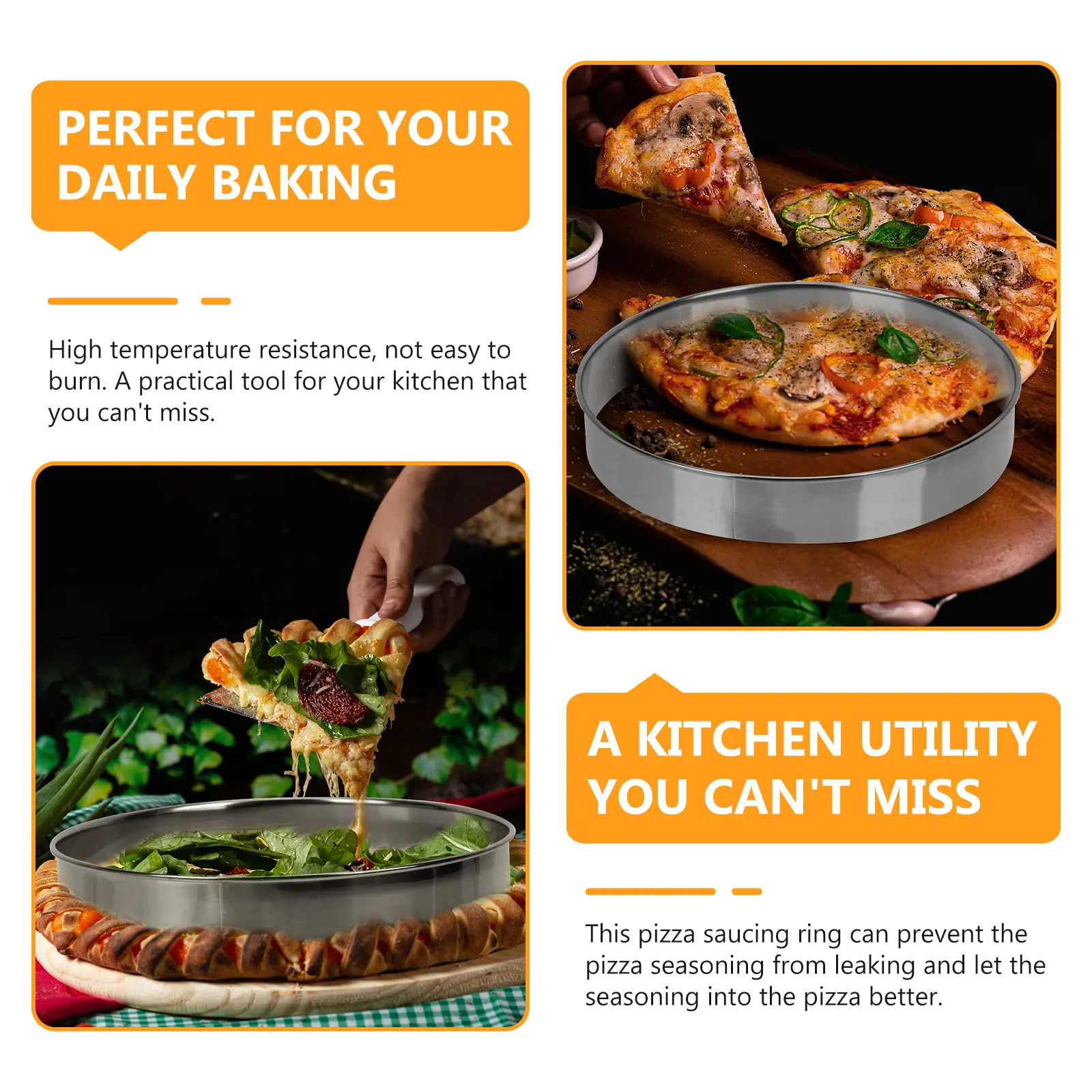 Stainless Steel Saucing Saucing Ring Round Baking Tool for Scones Oven Round Pizza Ring Accessories