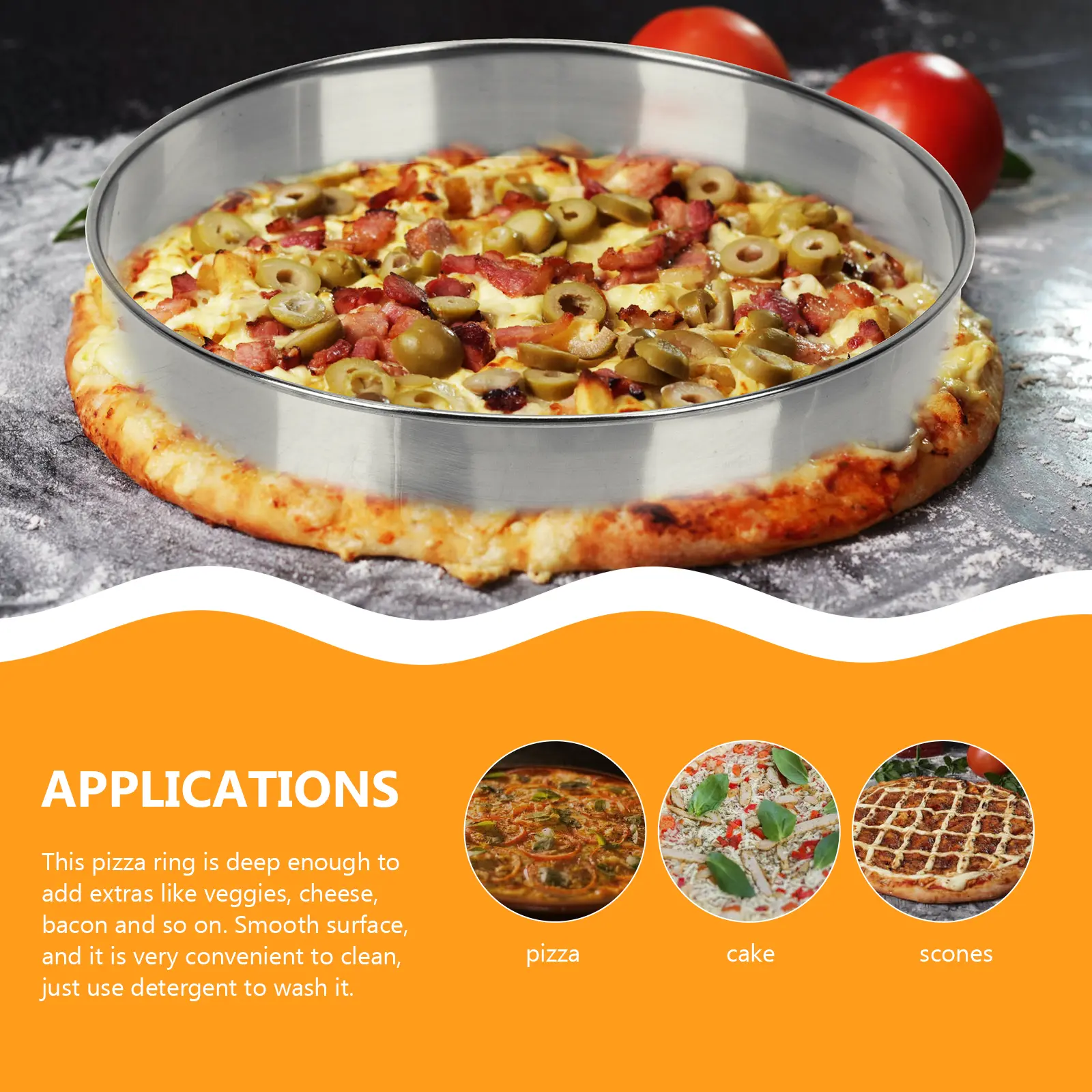 Stainless Steel Saucing Saucing Ring Round Baking Tool for Scones Oven Round Pizza Ring Accessories