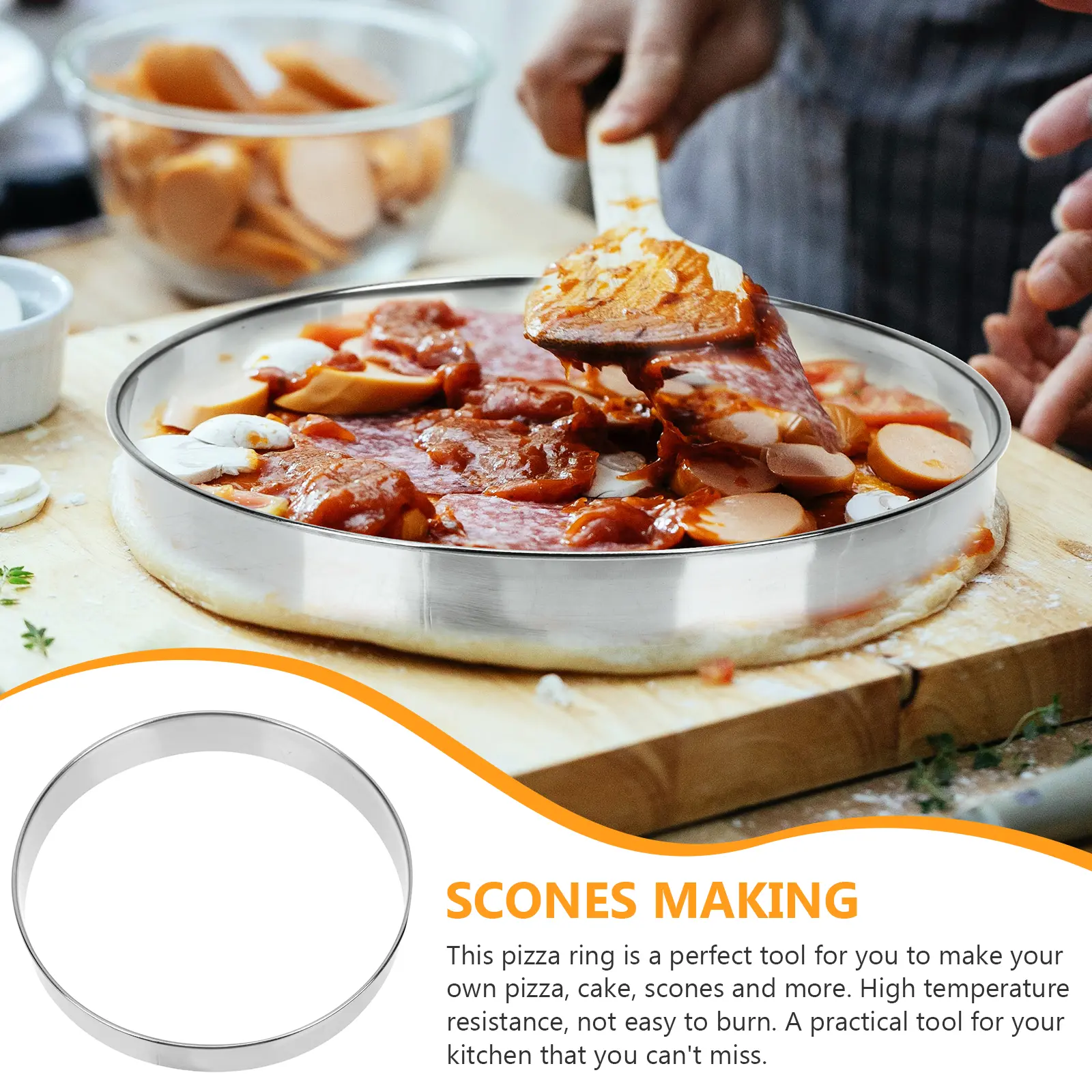 Stainless Steel Saucing Saucing Ring Round Baking Tool for Scones Oven Round Pizza Ring Accessories
