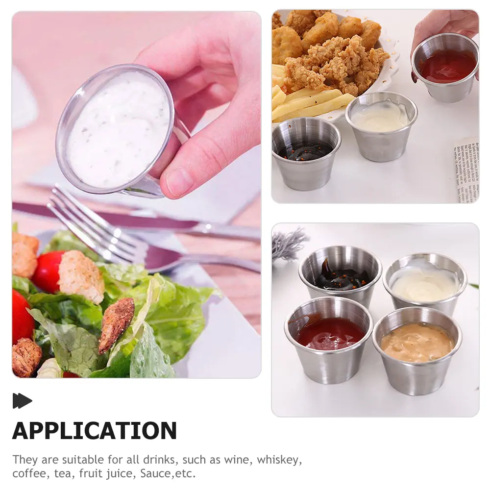 8pcs Stainless Steel Cup 45ml Portable Camping Drink Tumbler Sauce Cups Picnic Metal Glass For Home Travel