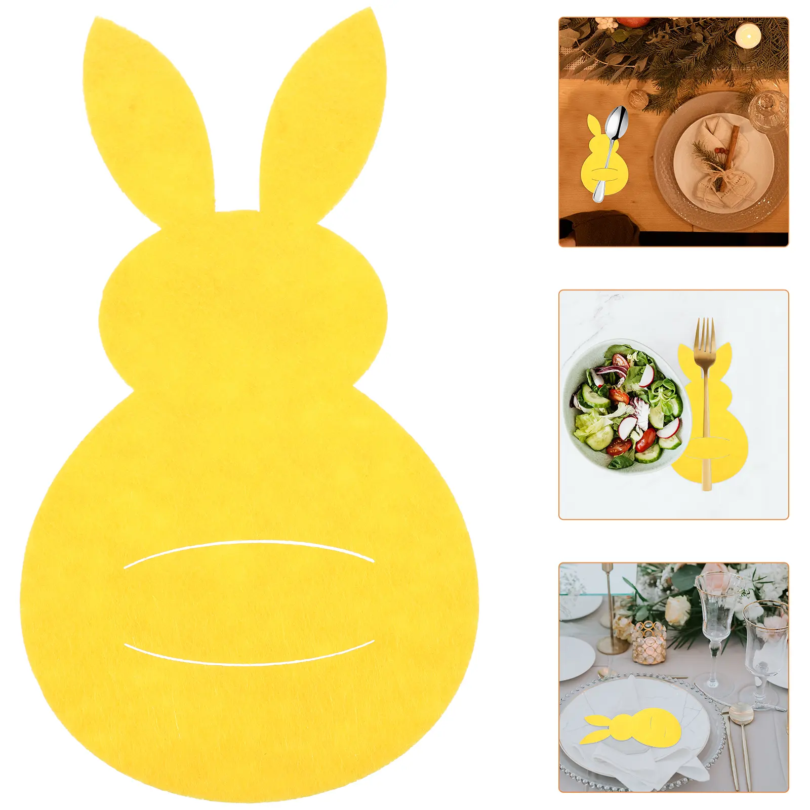 4 Pcs Rabbit Cutlery Bag Pouch Set Shape Bags Bunny Utensil Cloth Adorable Tableware Fork
