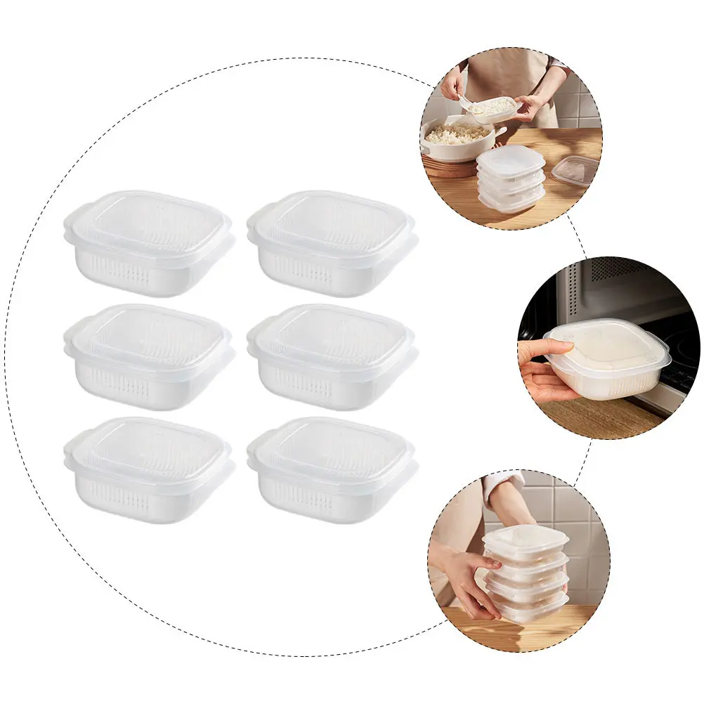3 Pcs Storage Container Airtight PP Material Space Saving Kitchen Box Reusable Cooked Holder Rice Container For Freezer Grain
