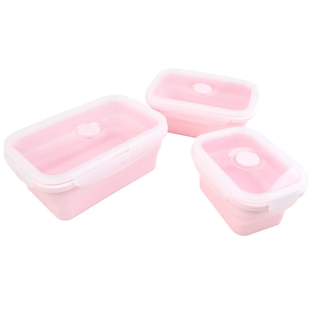 3pcs Lunch Boxes High Temp Disinfection Anti Broken Foldable Bento Set Portable Folding Storage Containers