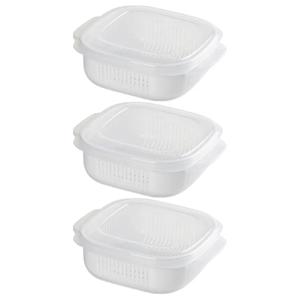 3 Pcs Storage Container Airtight PP Material Space Saving Kitchen Box Reusable Cooked Holder Rice Container For Freezer Grain