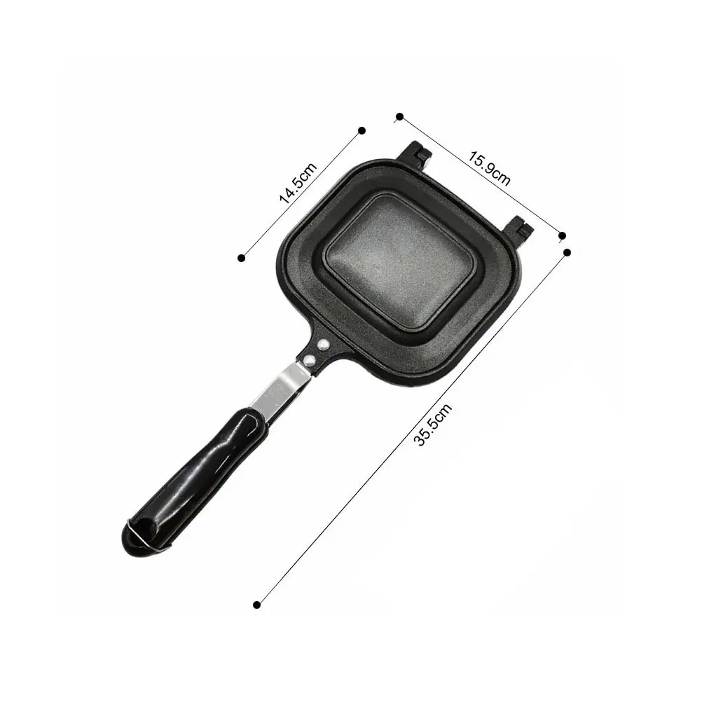 Double-sided Toast Mold Pot Non-stick Heat-resistant Sandwich Pan Bread Frying Flat Bottom Handle Mini Casserole Cooking