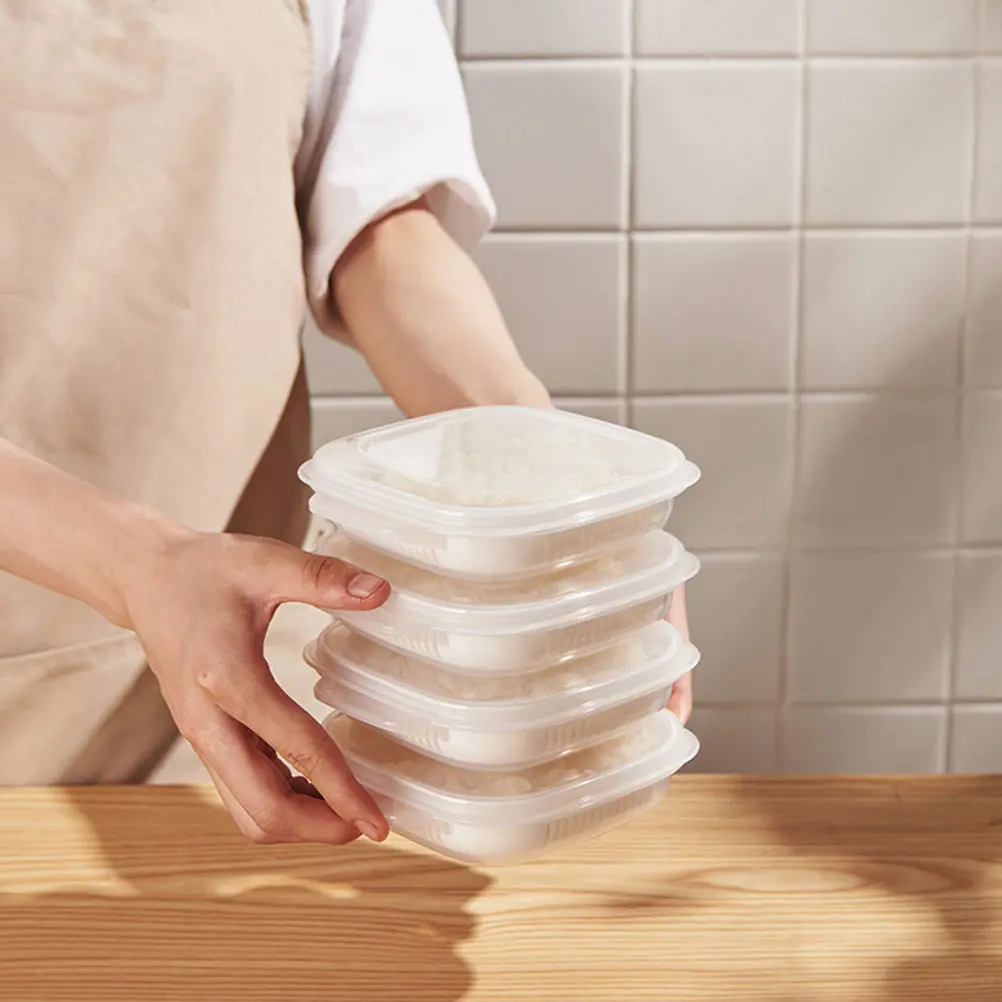 3 Pcs Storage Container Airtight PP Material Space Saving Kitchen Box Reusable Cooked Holder Rice Container For Freezer Grain