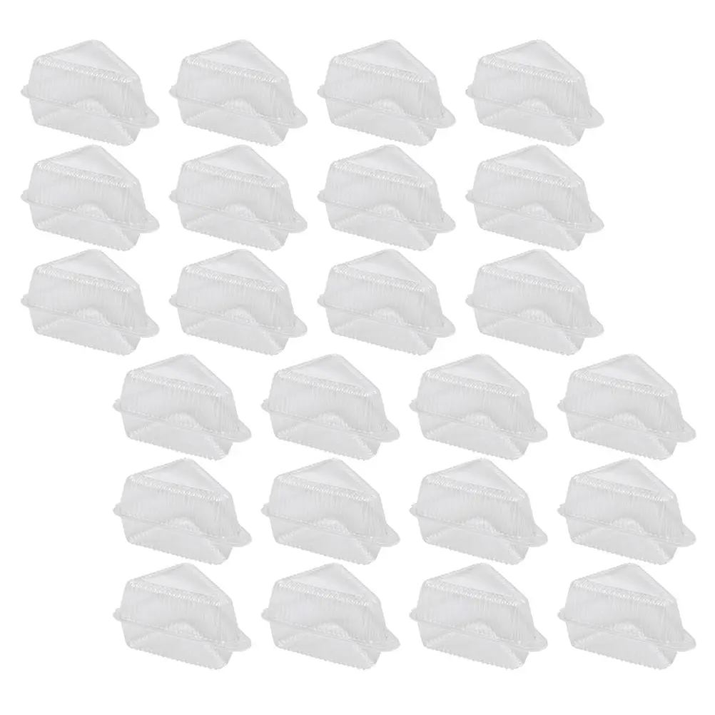 50pcs Cake Box Set Triangle Food Grade Clear Containers for Slices Snacks Desserts Plastic Stackable Storage Boxes