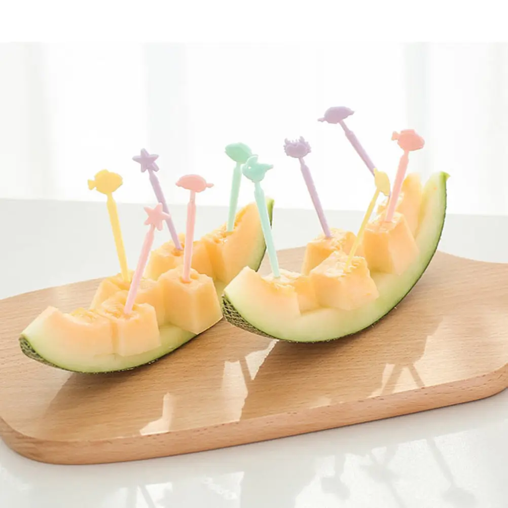 20pcs Bento Picks Cake Fruit Accessories Creative Cartoon Food Picks Reusable Snack Dessert Party Easy Clean Kids Cakes Tarts