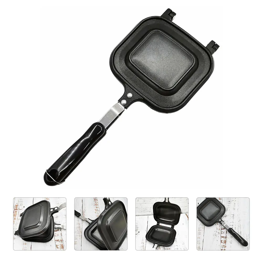 Double-sided Toast Mold Pot Non-stick Heat-resistant Sandwich Pan Bread Frying Flat Bottom Handle Mini Casserole Cooking