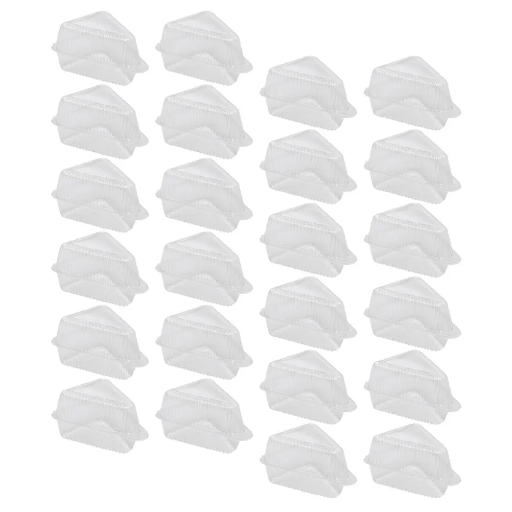 50pcs Cake Box Set Triangle Food Grade Clear Containers for Slices Snacks Desserts Plastic Stackable Storage Boxes
