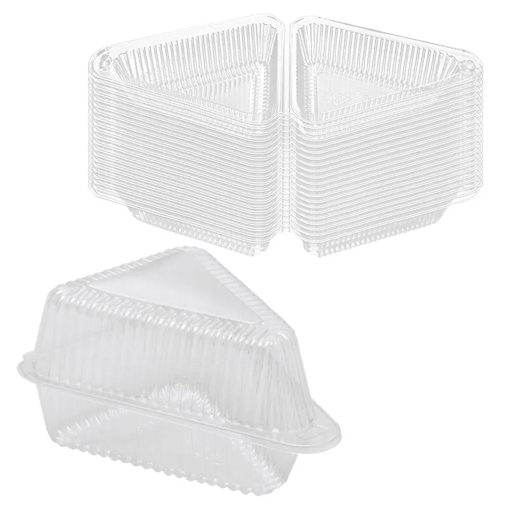 50pcs Cake Box Set Triangle Food Grade Clear Containers for Slices Snacks Desserts Plastic Stackable Storage Boxes