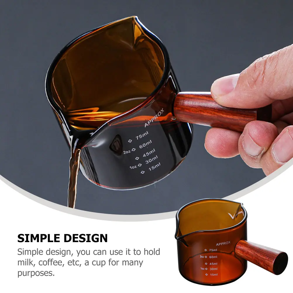 Double Mouth Milk Cup Coffee Glass Tea Pot Mini Creamer Pitcher Clear Wood Small Jug