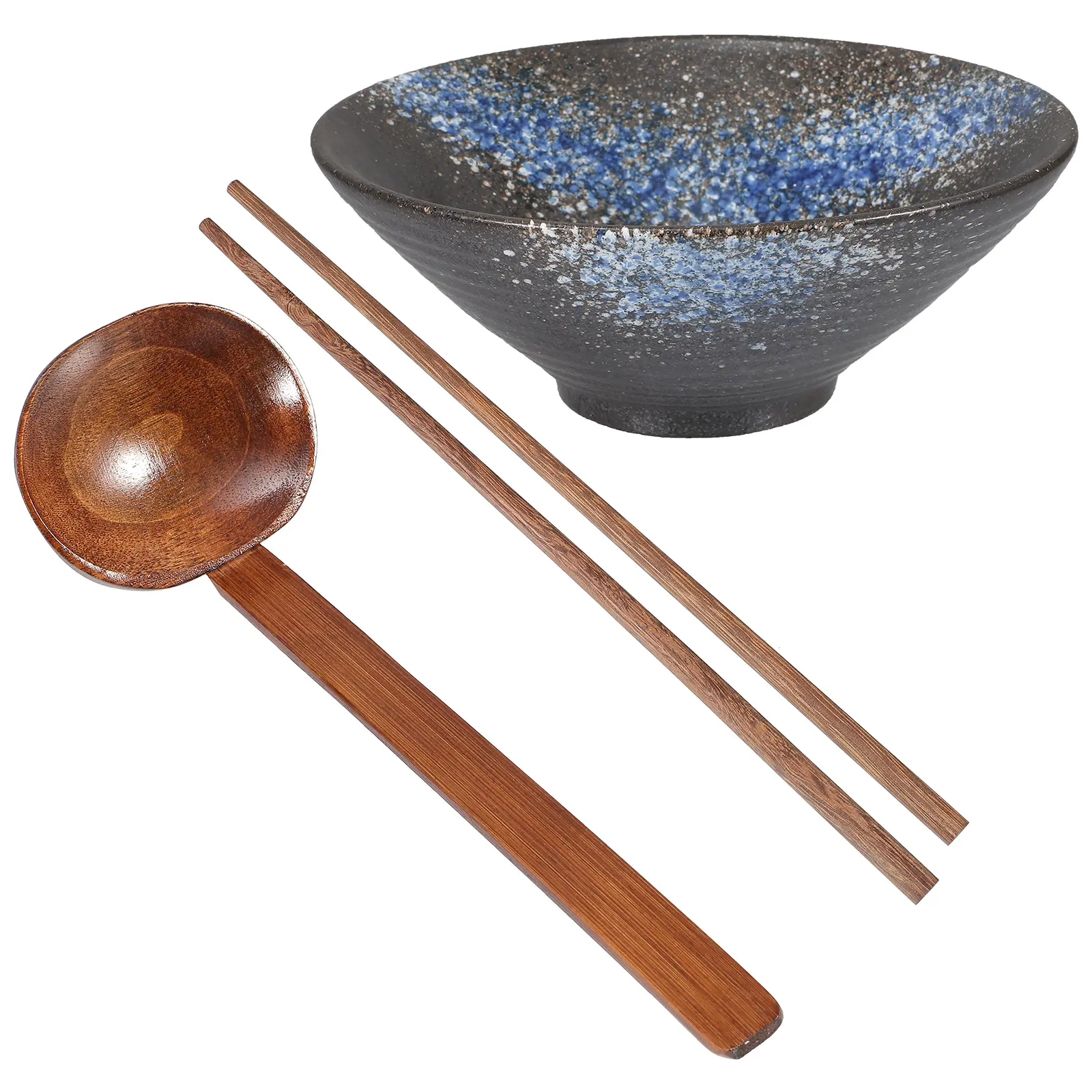 Ceramic Ramen Bowl Set Household Food Serving Tableware Restaurant Japanese Style Alloy Bamboo Dining Kitchen Utensils