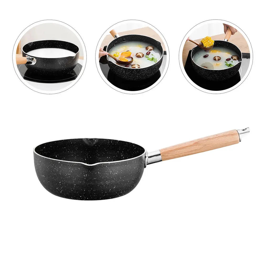 Maifan Stone Frying Pan Nonstick Cooking Pot Milk Pans Wood H Sturdy Easy Clean Storage Flat Bottom
