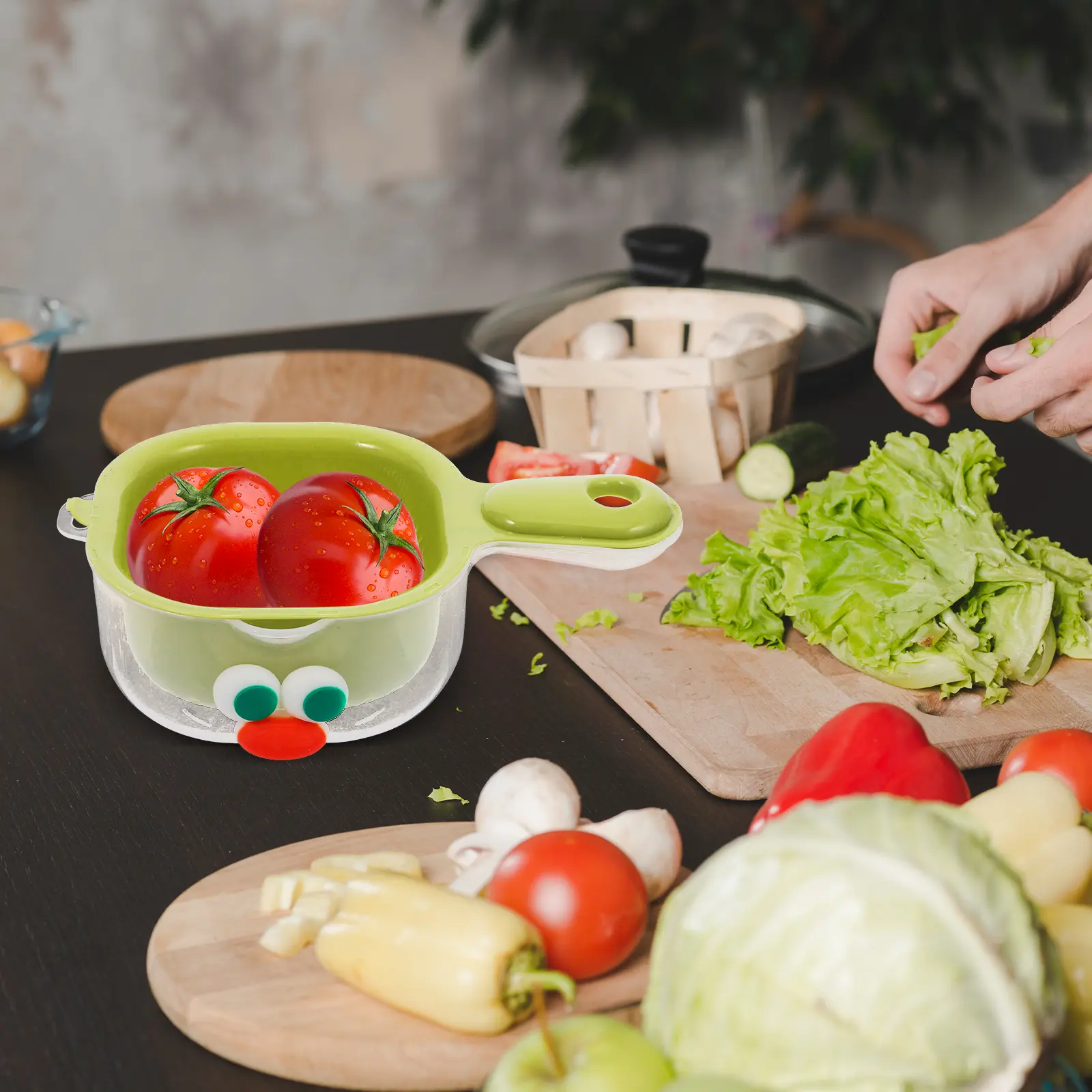 3 set Drain Basket Tray Kitchen Filter Bowl Efficient Strainer Food Washing Storage Holder Plastic Fruit Basket Home Use