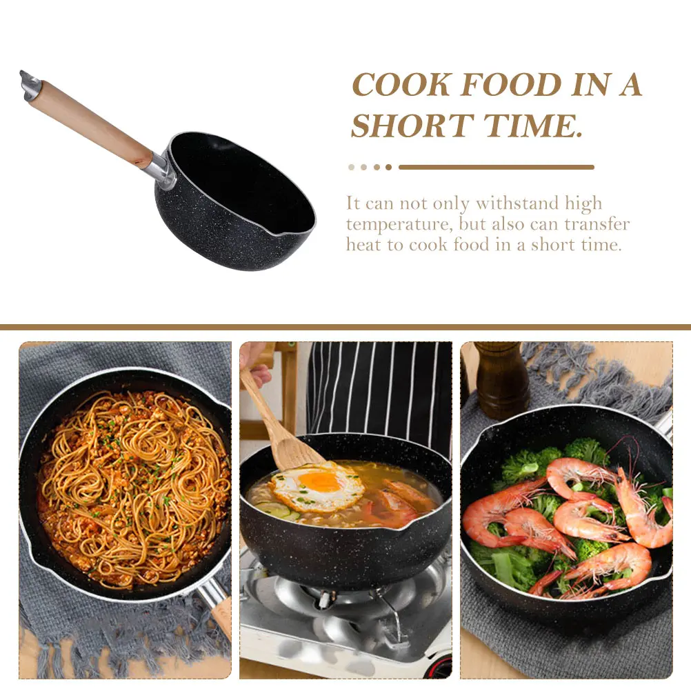 Maifan Stone Frying Pan Nonstick Cooking Pot Milk Pans Wood H Sturdy Easy Clean Storage Flat Bottom
