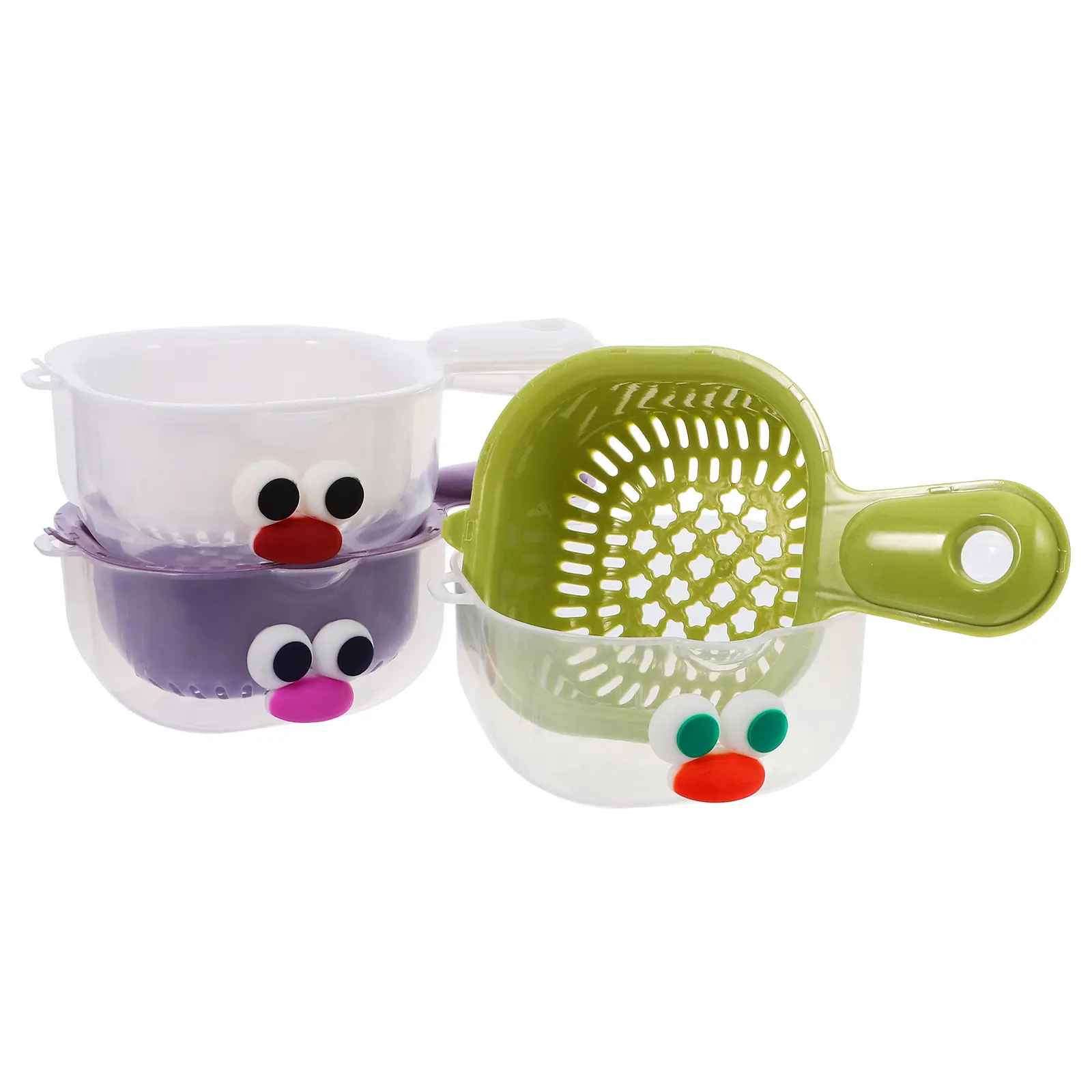 3 set Drain Basket Tray Kitchen Filter Bowl Efficient Strainer Food Washing Storage Holder Plastic Fruit Basket Home Use