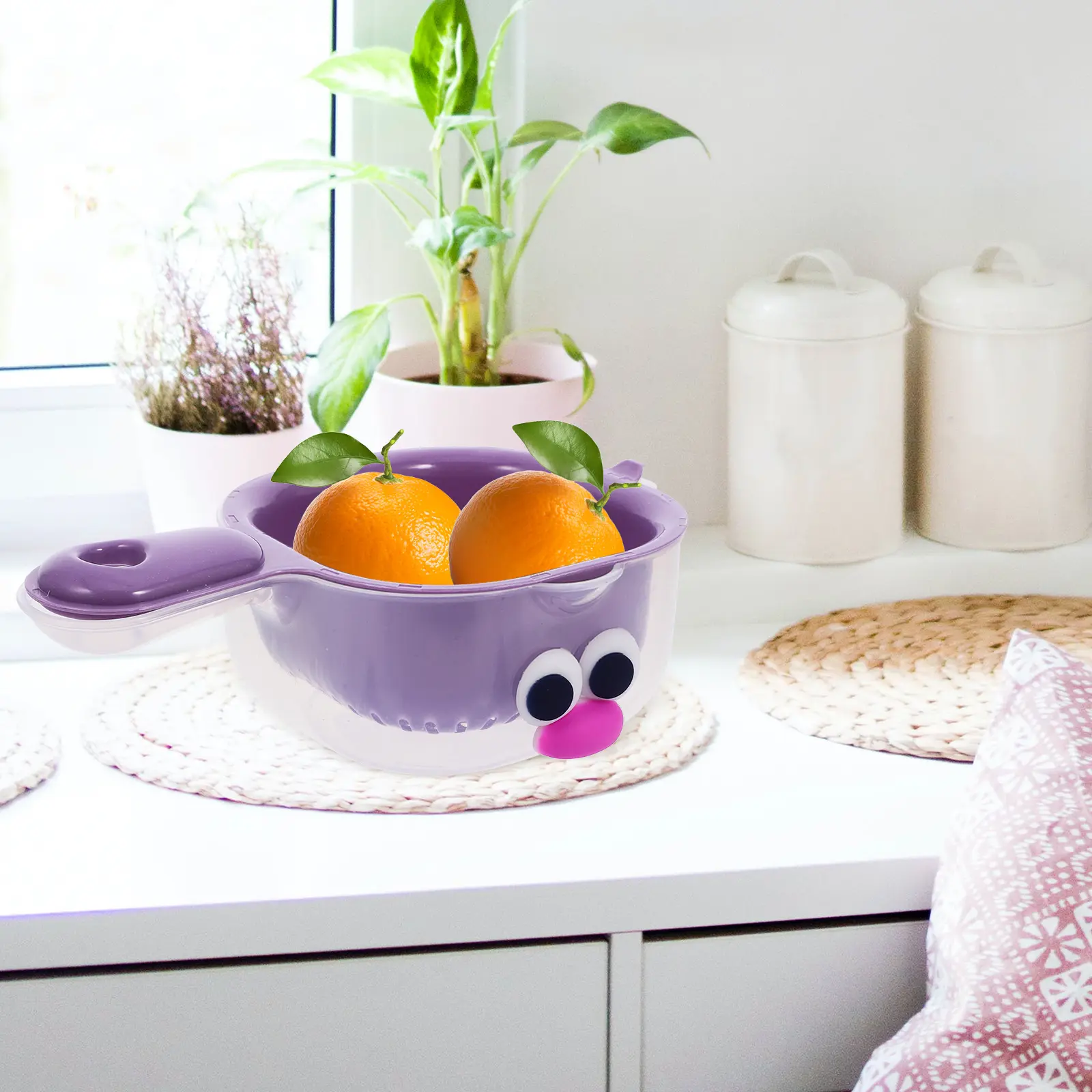 3 set Drain Basket Tray Kitchen Filter Bowl Efficient Strainer Food Washing Storage Holder Plastic Fruit Basket Home Use