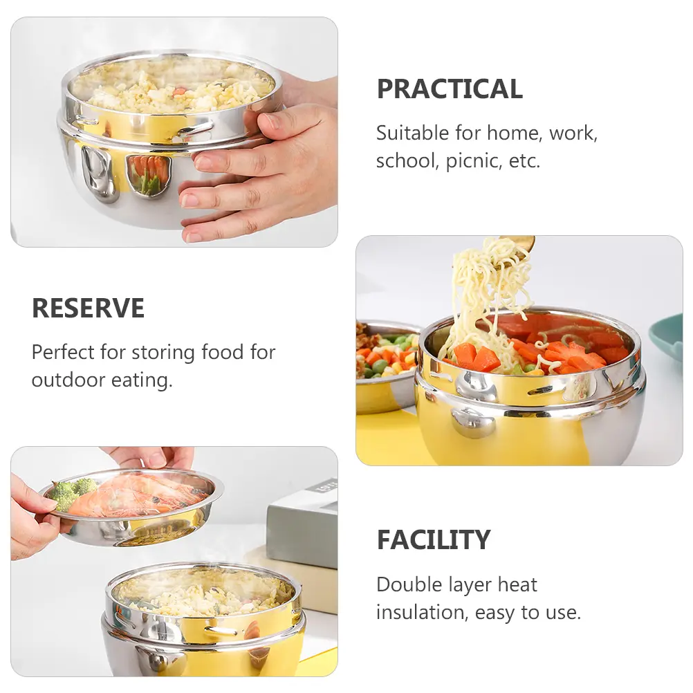 Stainless Steel Lunch Box 304 Eco Friendly Airtight Food Container Healthy Safe Office School Picnic Double Layer Insulation