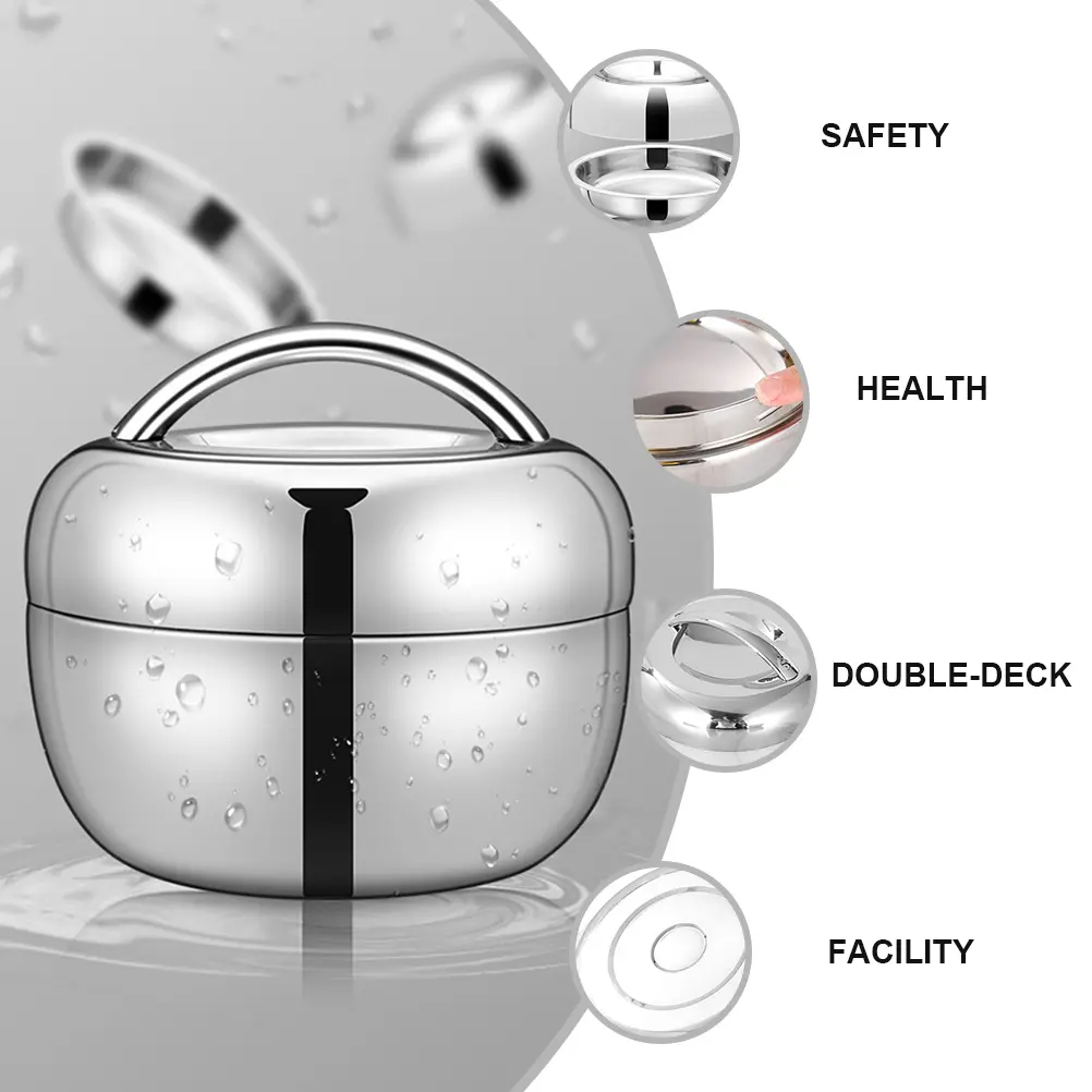 Stainless Steel Lunch Box 304 Eco Friendly Airtight Food Container Healthy Safe Office School Picnic Double Layer Insulation