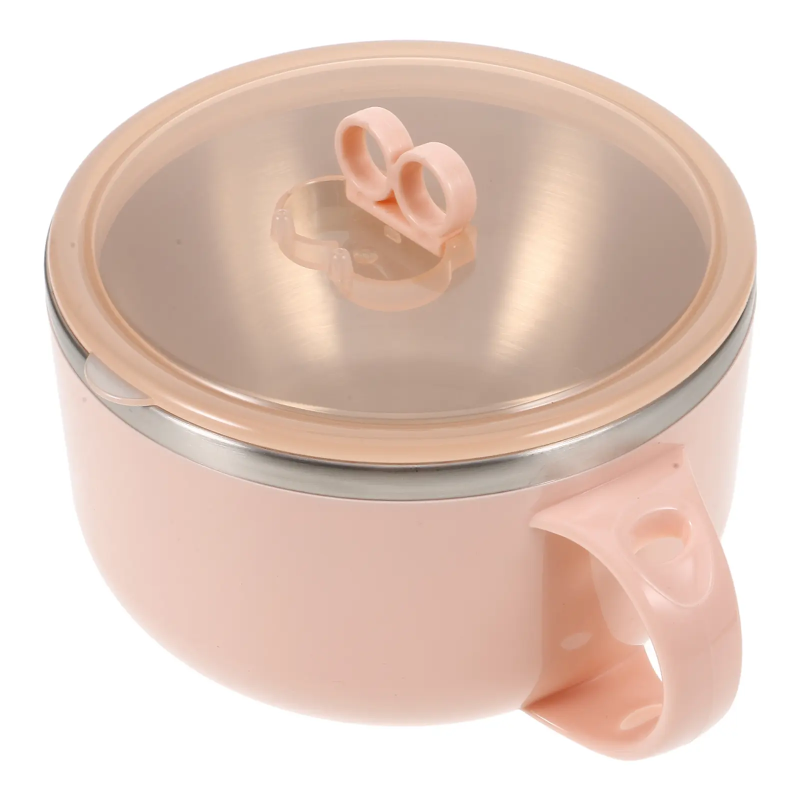 1200 Ml Serving Bowls with Lids Instant Noodle Ramen Food Container Cereal Pink