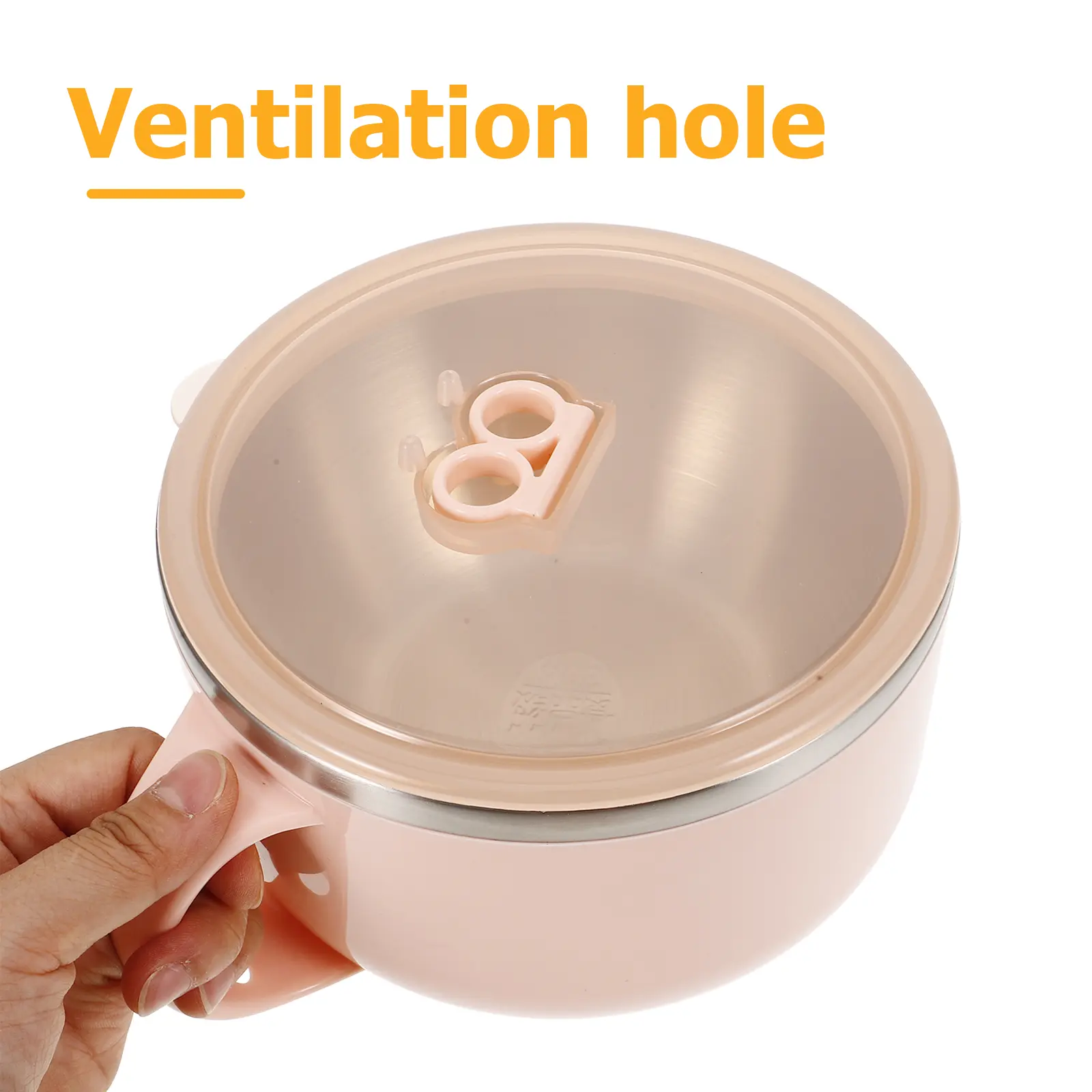 1200 Ml Serving Bowls with Lids Instant Noodle Ramen Food Container Cereal Pink
