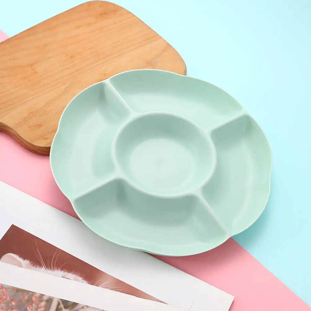 4 Pcs Compartment Fruit Plate Tray Household Snack Dish Food Trays Serving Platter PP Lightweight Storage Decorative