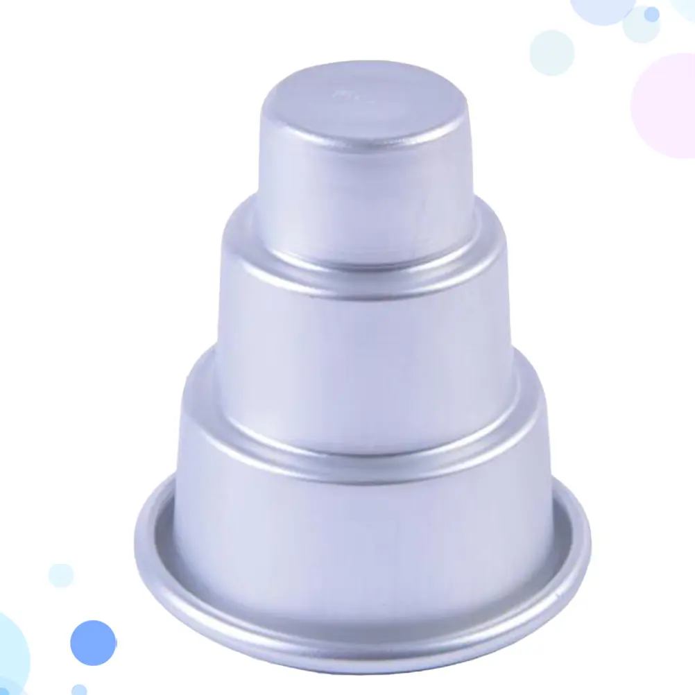 3 Pcs Round Cake Pan 3 tier Cupcake Mold Baking Dish Pudding Bakeware Mini Tiered Aluminum Easy Clean Chocolate Jelly