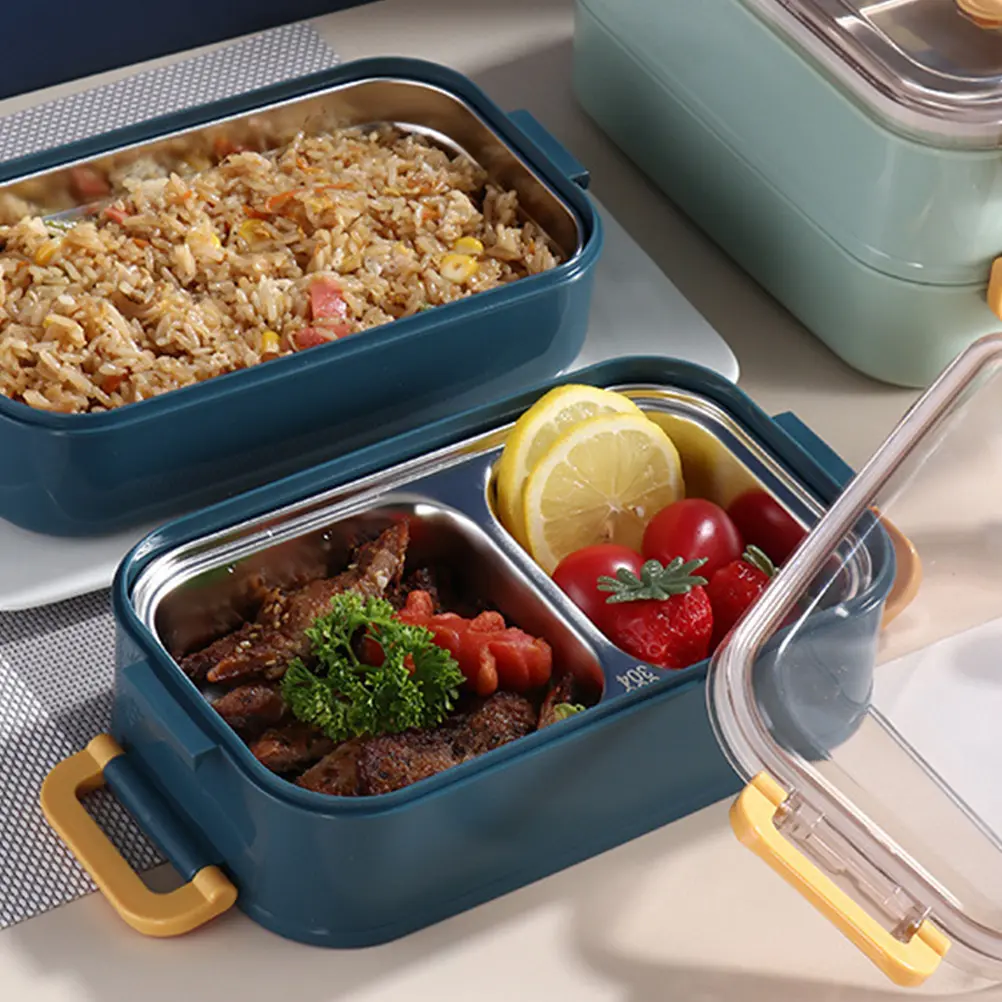 Stainless Steel Insulation Lunch Boxes High Capacity Divided Grid Case Food Container Thermal Box for Students Office Workers