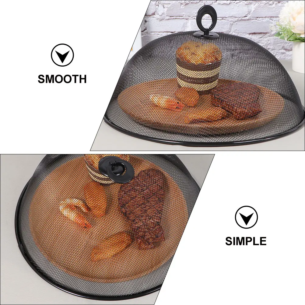 4pcs 30cm Round Black Mesh Food Covers Dust-proof Mosquito-proof Stainless Steel Kitchen Restaurant Outdoor Picnic Camping