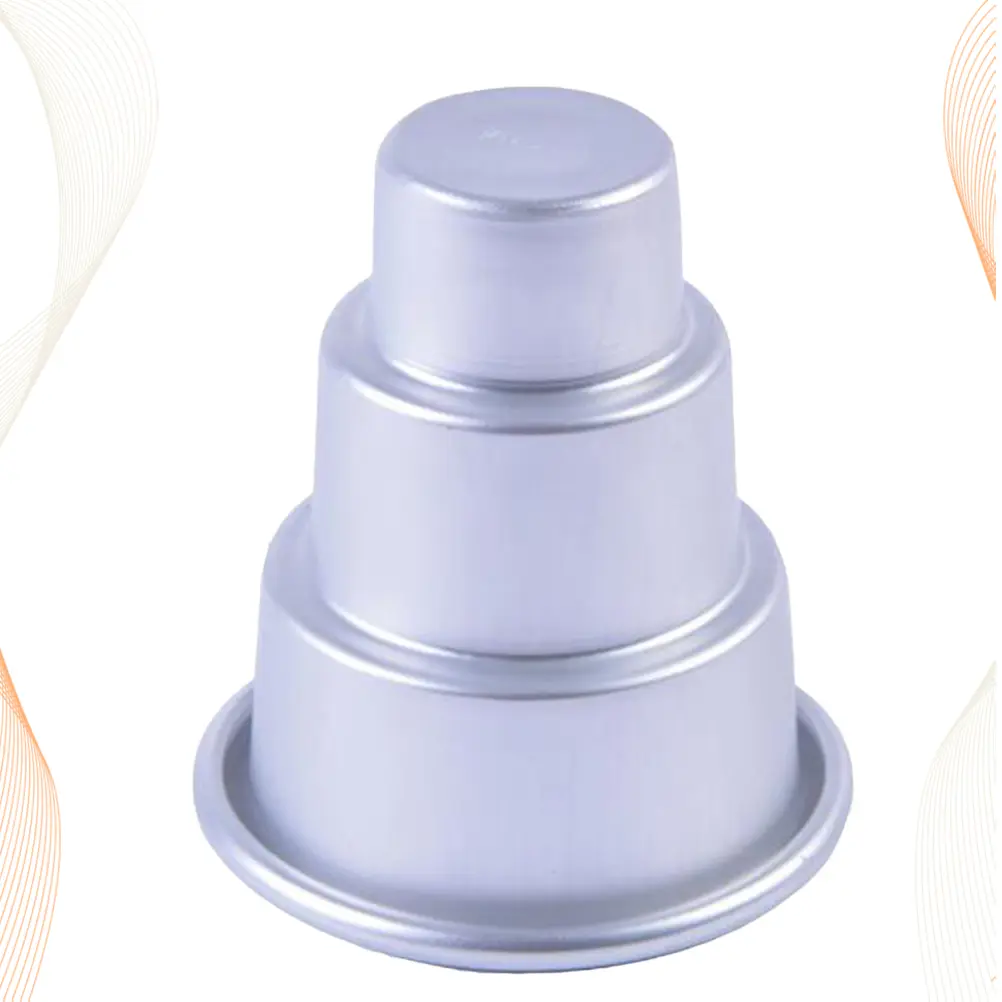 3 Pcs Round Cake Pan 3 tier Cupcake Mold Baking Dish Pudding Bakeware Mini Tiered Aluminum Easy Clean Chocolate Jelly