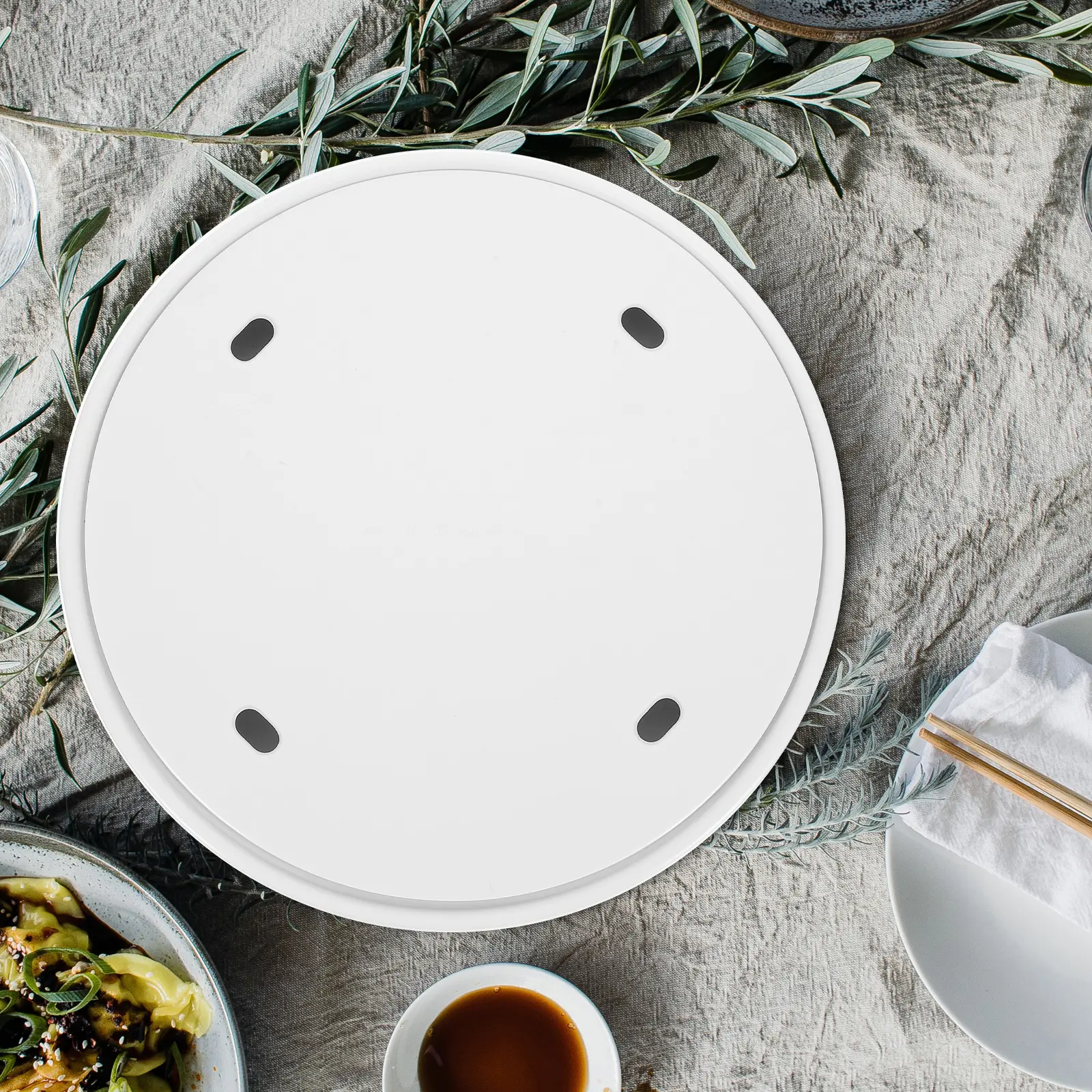 Fresh Cold 8.5 Inch Serving For Restaurant White Melamine Round Dishes Food Tray Sashimi Plate Seafood Serving Tray Tableware
