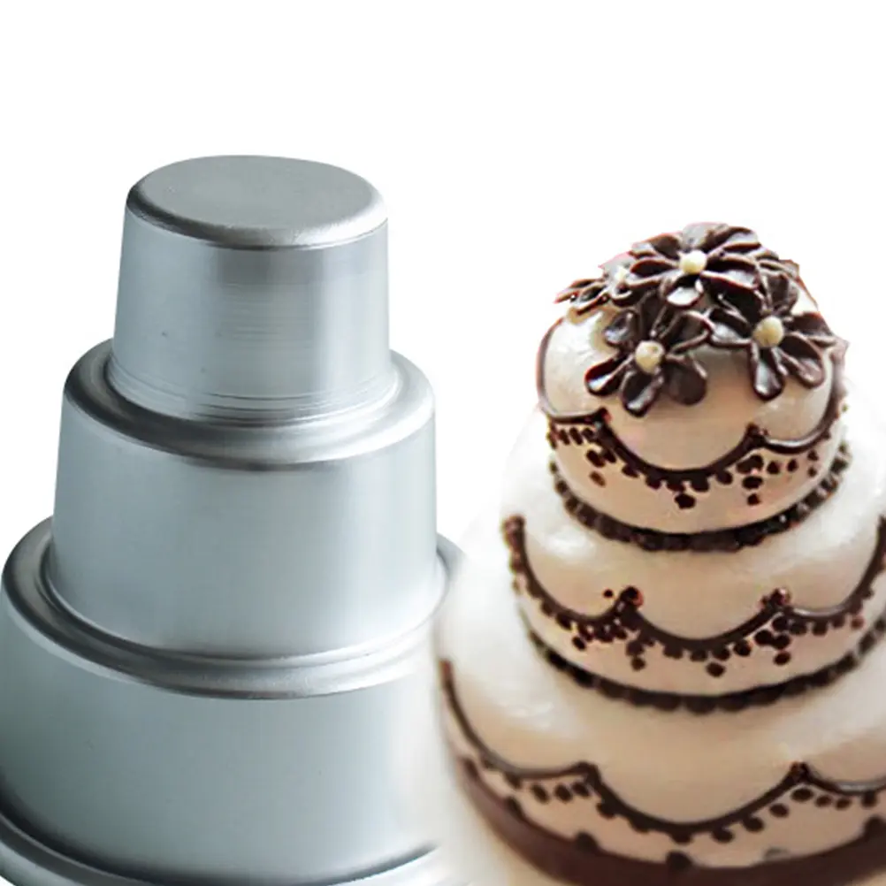 3 Pcs Round Cake Pan 3 tier Cupcake Mold Baking Dish Pudding Bakeware Mini Tiered Aluminum Easy Clean Chocolate Jelly
