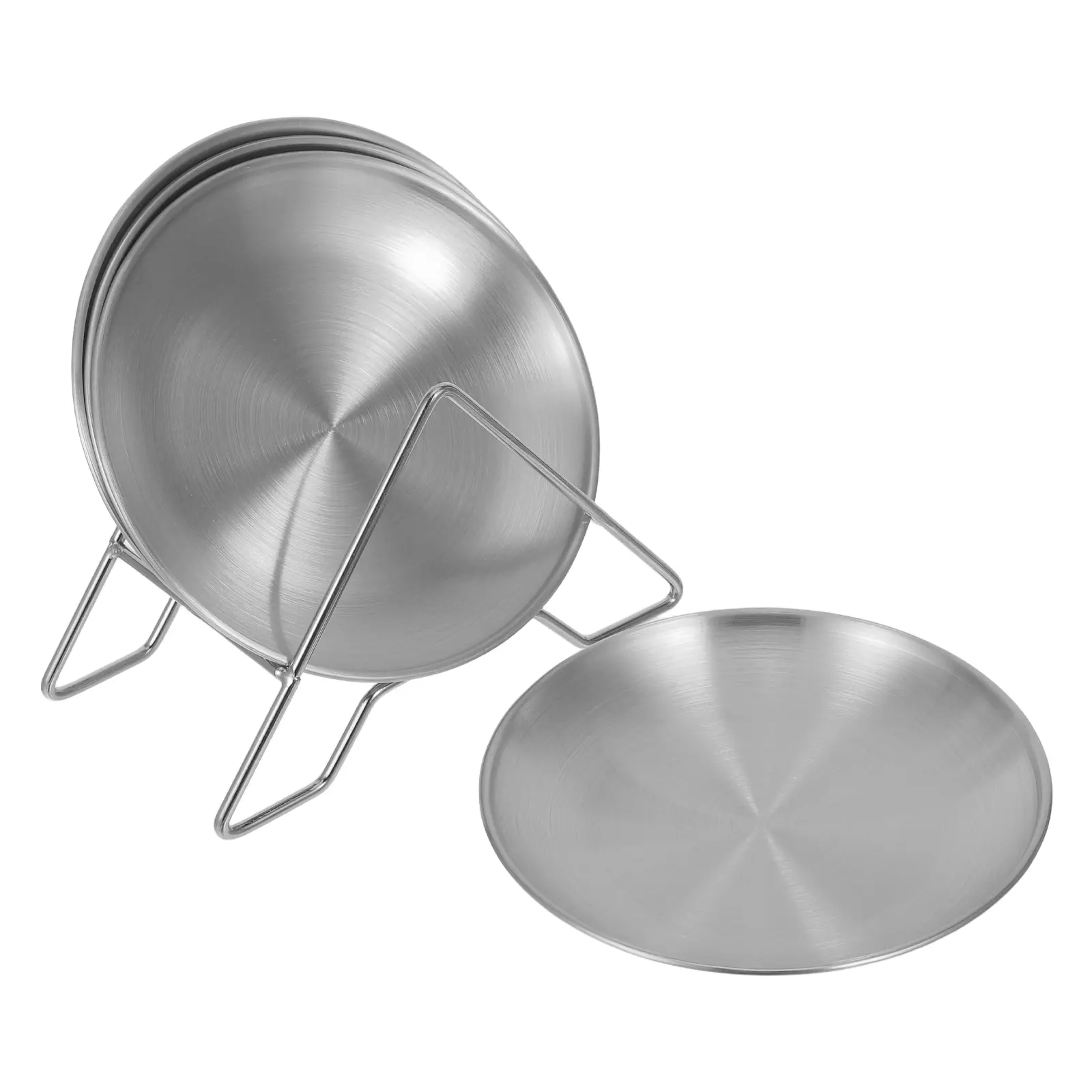Stainless Steel Round Plates Serving Tray for Outdoor Gatherings Pizza Dessert Appetizer Food Sturdy