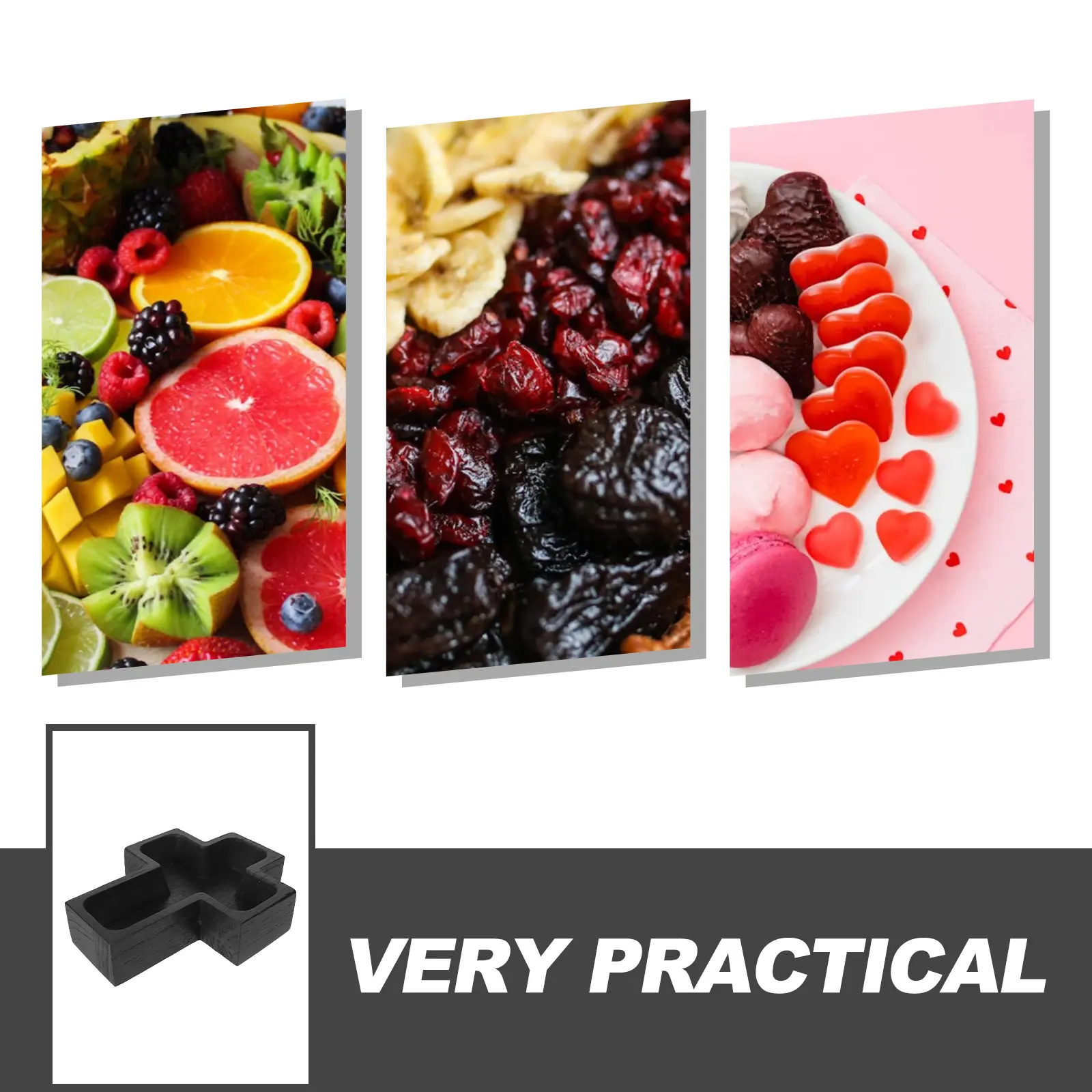 Wooden Tray Fruit Bowl Large Capacity Cross Shape Storage Tray for Snacks Candy Dried Fruit Bread Cake Dessert Serving Platter