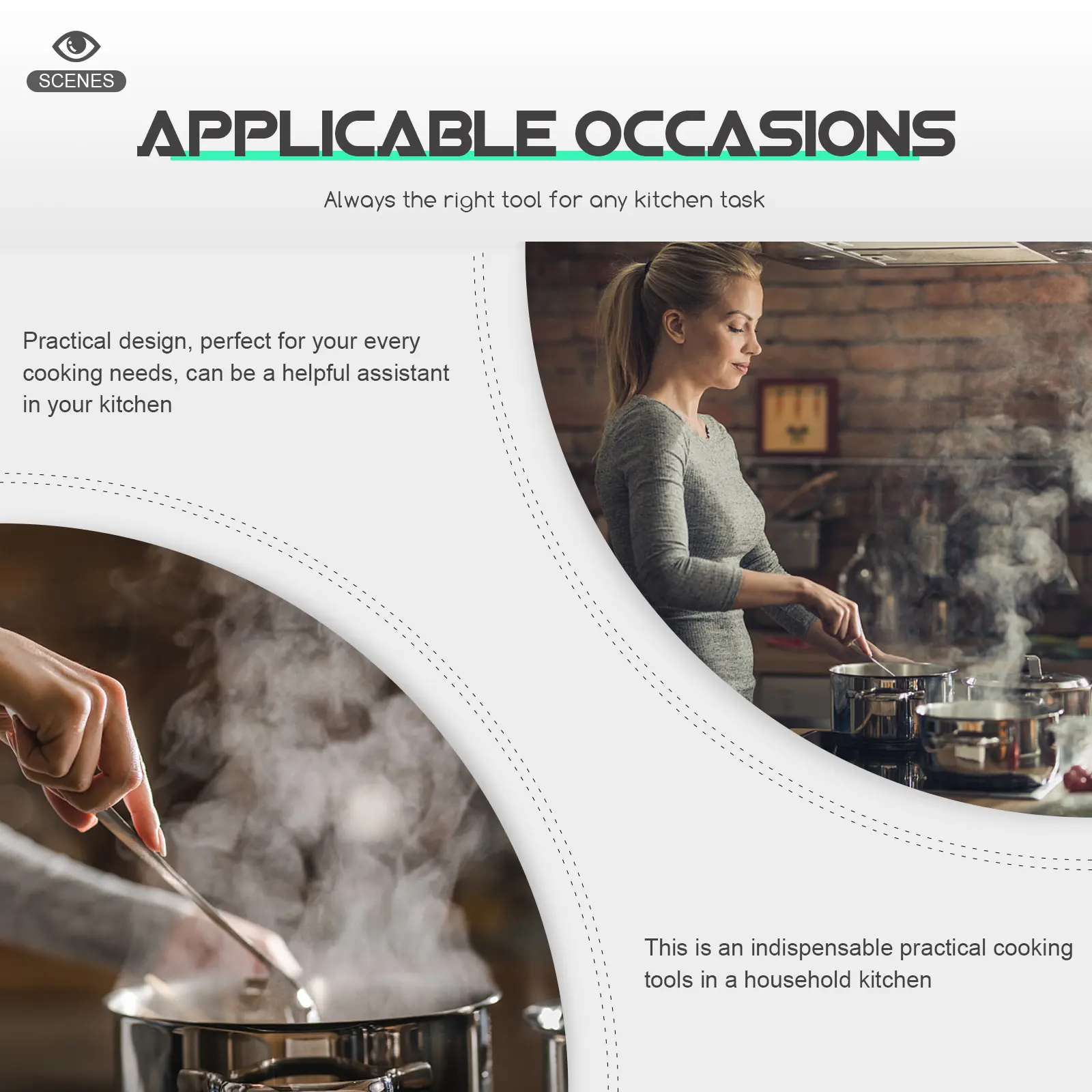 Stainless Steel Kitchen Utensil Set Practical Cooking Gadget Metal Spoon Scoop Spatula Ladle Household Tools Cookware