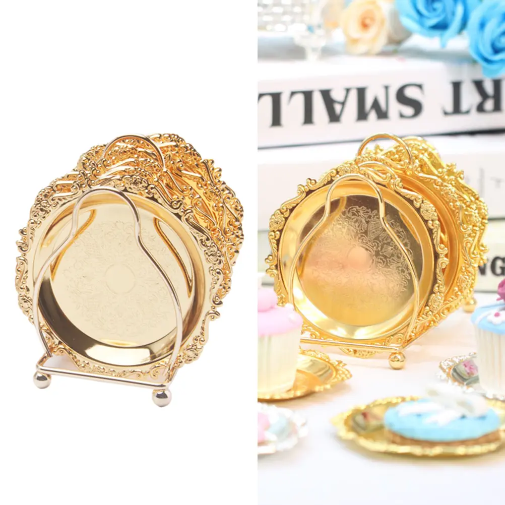 6pcs Cake Food Safe Mini Plate Eco-friendly Golden Dessert Dessert Plates Plates Fruit Dish Mini Size Party Wedding