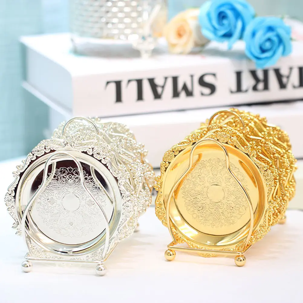 6pcs Cake Food Safe Mini Plate Eco-friendly Golden Dessert Dessert Plates Plates Fruit Dish Mini Size Party Wedding