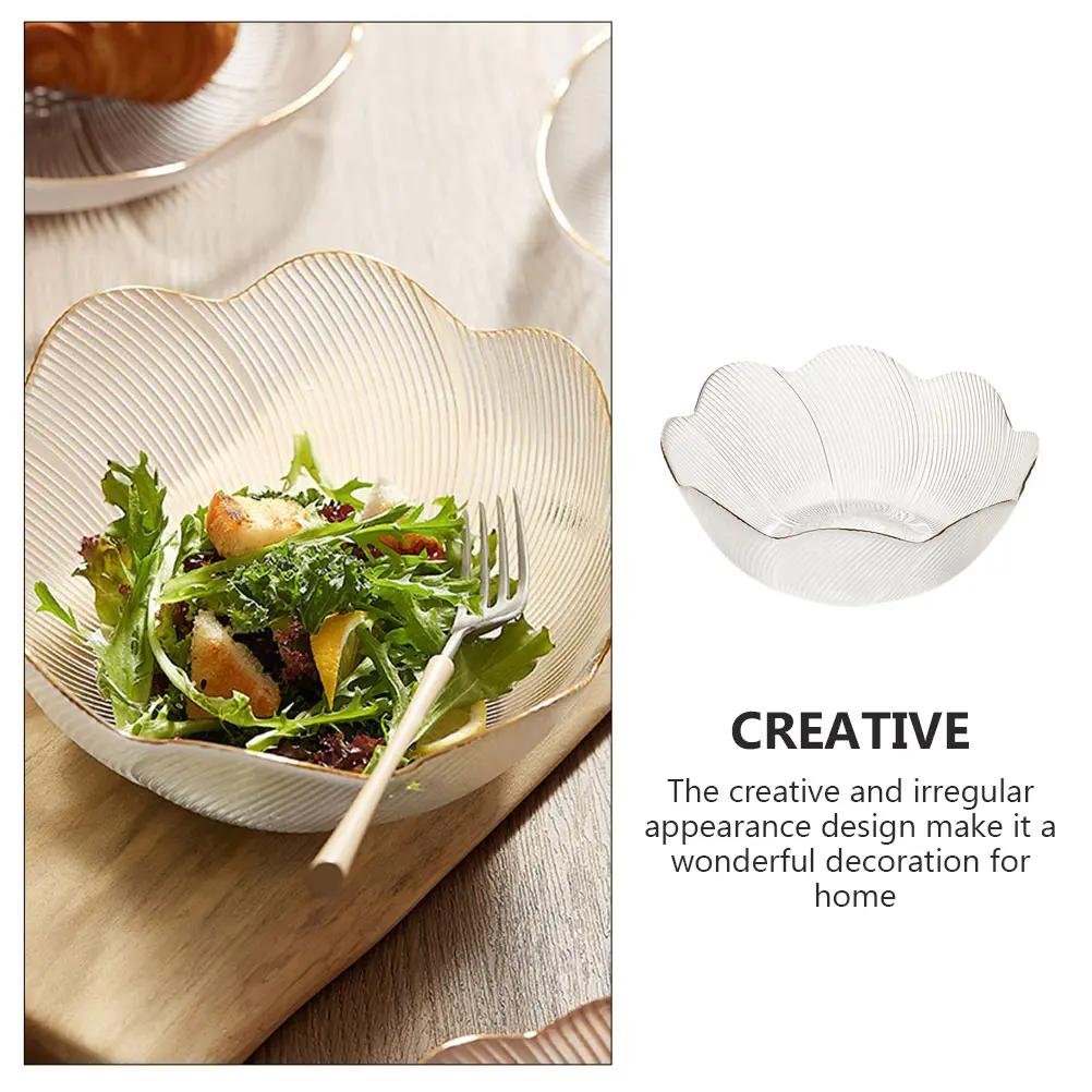 Glass Fruit Plate Salad Bowl Set Transparent Tableware Decorative Kitchen Accessories Creative Design Party Favor Gift Serving