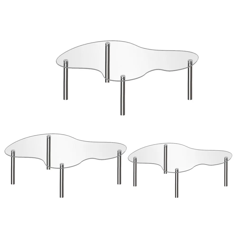 3pcs Acrylic Cake Stand Clear Display Tray Stackable Dessert Holder BT101 Medium Large Extra Large Transparent