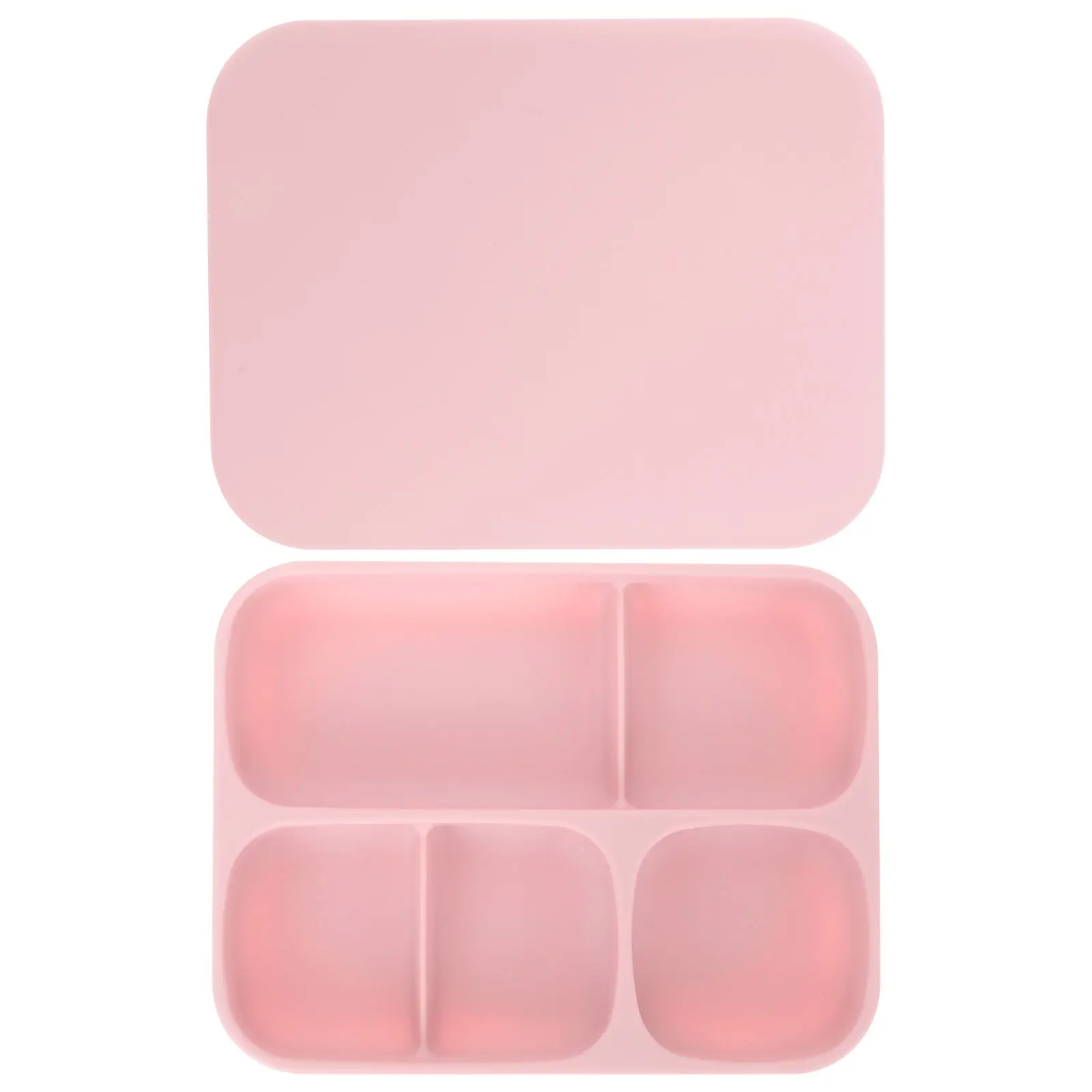 Snacks Baby Silicone Plate Food with Cover Toddler Serving Tray Lid Plates Lids Pink Travel