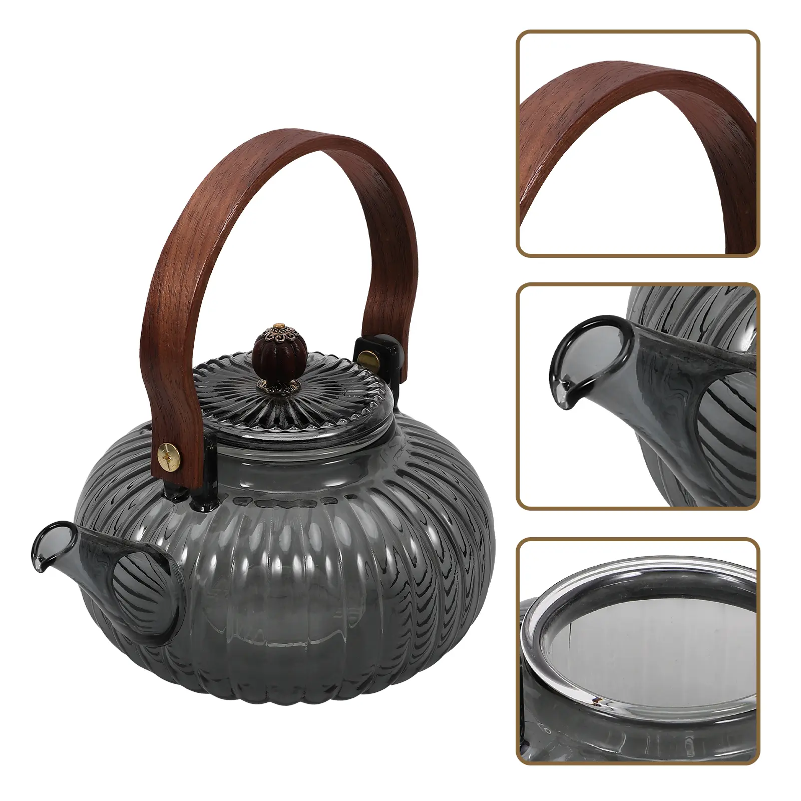 Glass Teapot Smooth Surface Easy Clean Moderate Capacity Comfort Grip Simple Stylish Home Office Tea Pot Flower Kettle H held
