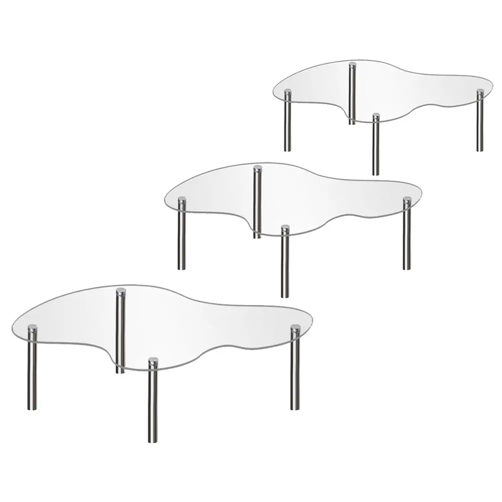 3pcs Acrylic Cake Stand Clear Display Tray Stackable Dessert Holder BT101 Medium Large Extra Large Transparent